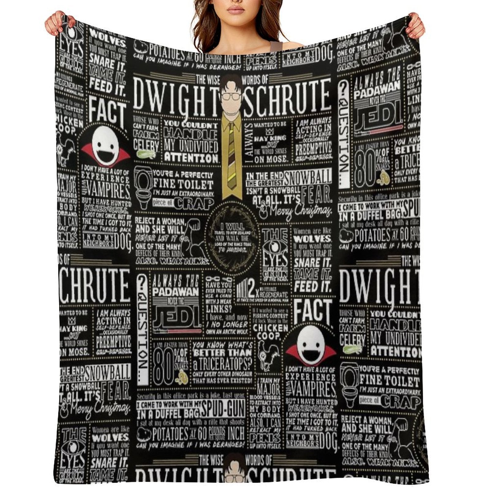 The Wise Words of Dwight Schrute (Dark Tee) Durable Throw Blanket