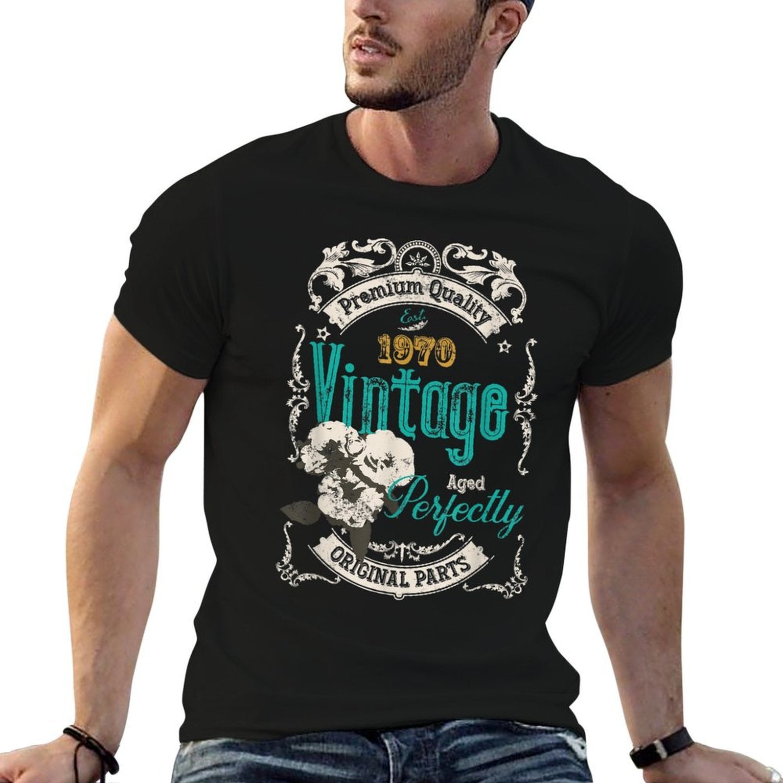 Vintage 1970 50th Birthday Original Parts Aged Perfectly  High-quality Stitching T-Shirt