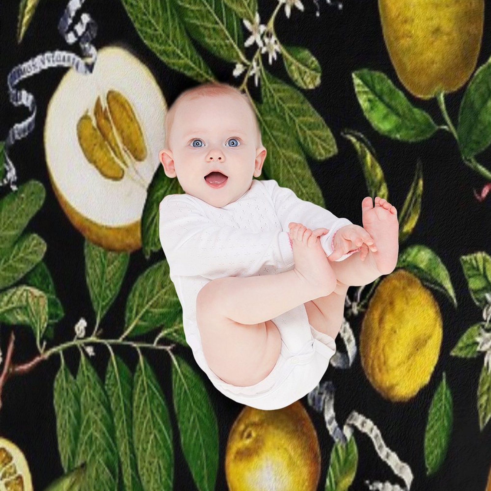 Lemon Tree - Black Eco-conscious Throw Blanket