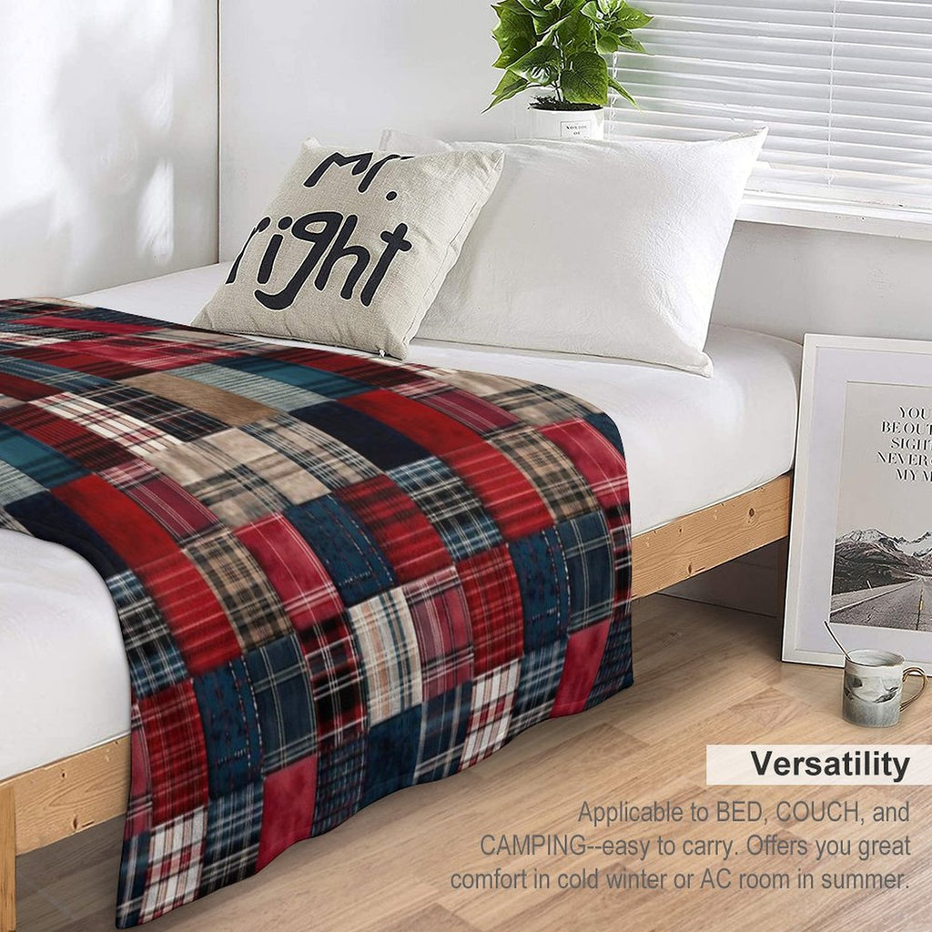 Cozy Multicolor Plaid Flannel Patchwork Wrinkle-free Throw Blanket