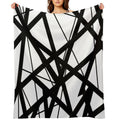 EVH Authentic Black & White Stripes Design (pure White) Quick-dry Throw Blanket