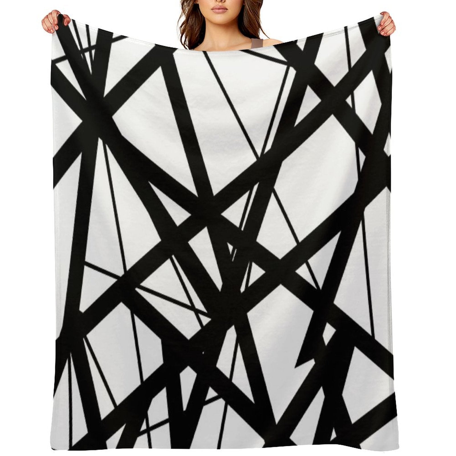 EVH Authentic Black & White Stripes Design (pure White) Quick-dry Throw Blanket