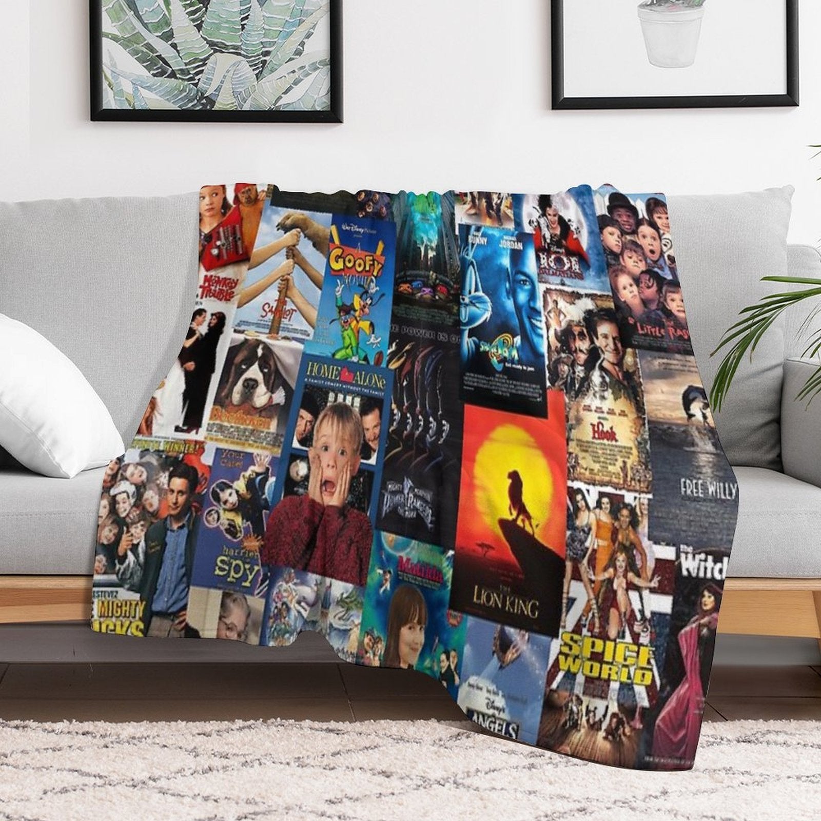 90s Childhood Movie Posters Easy Care Throw Blanket