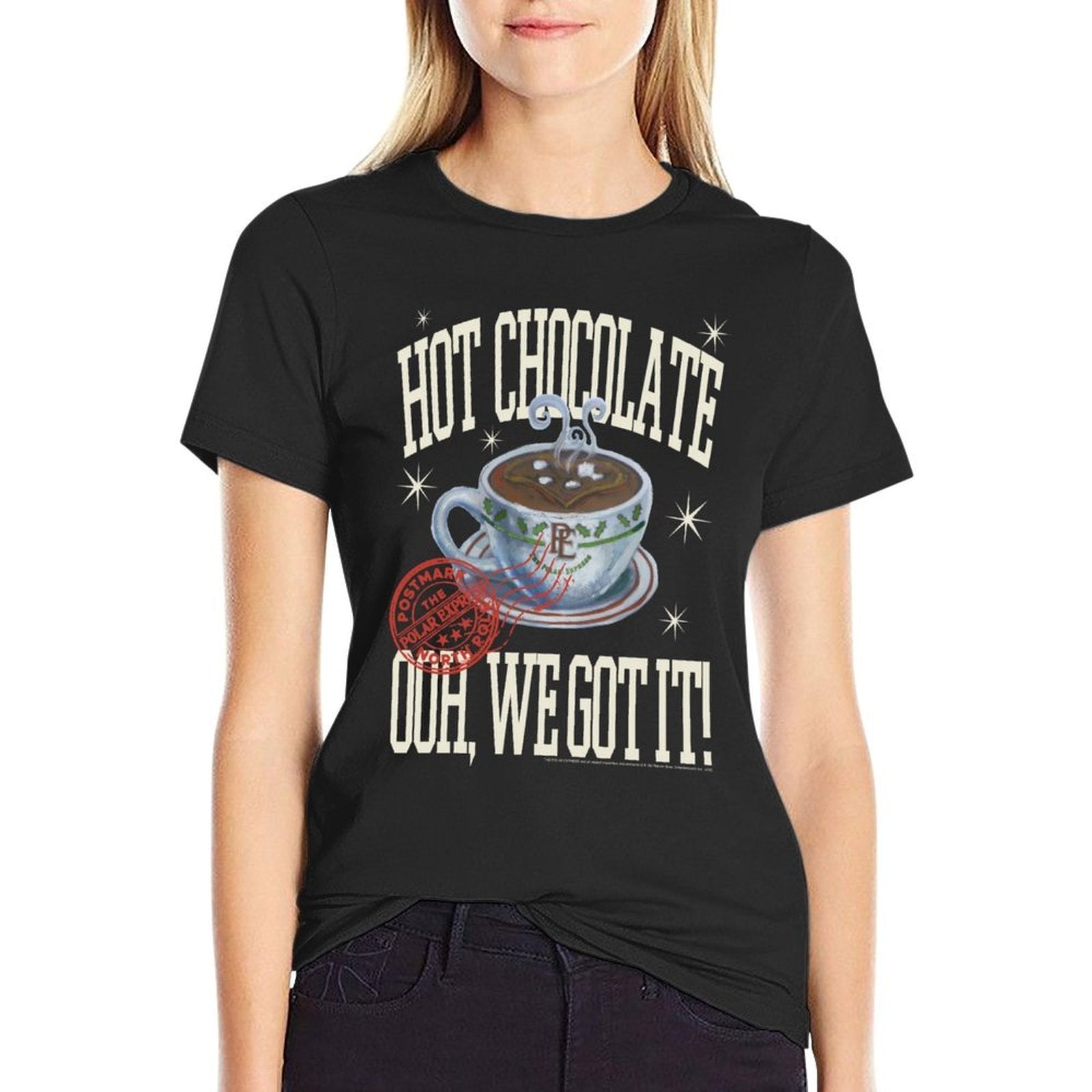 Polar Express Hot Chocolate Illustration Christmas Holiday  Tagless Design T-Shirt