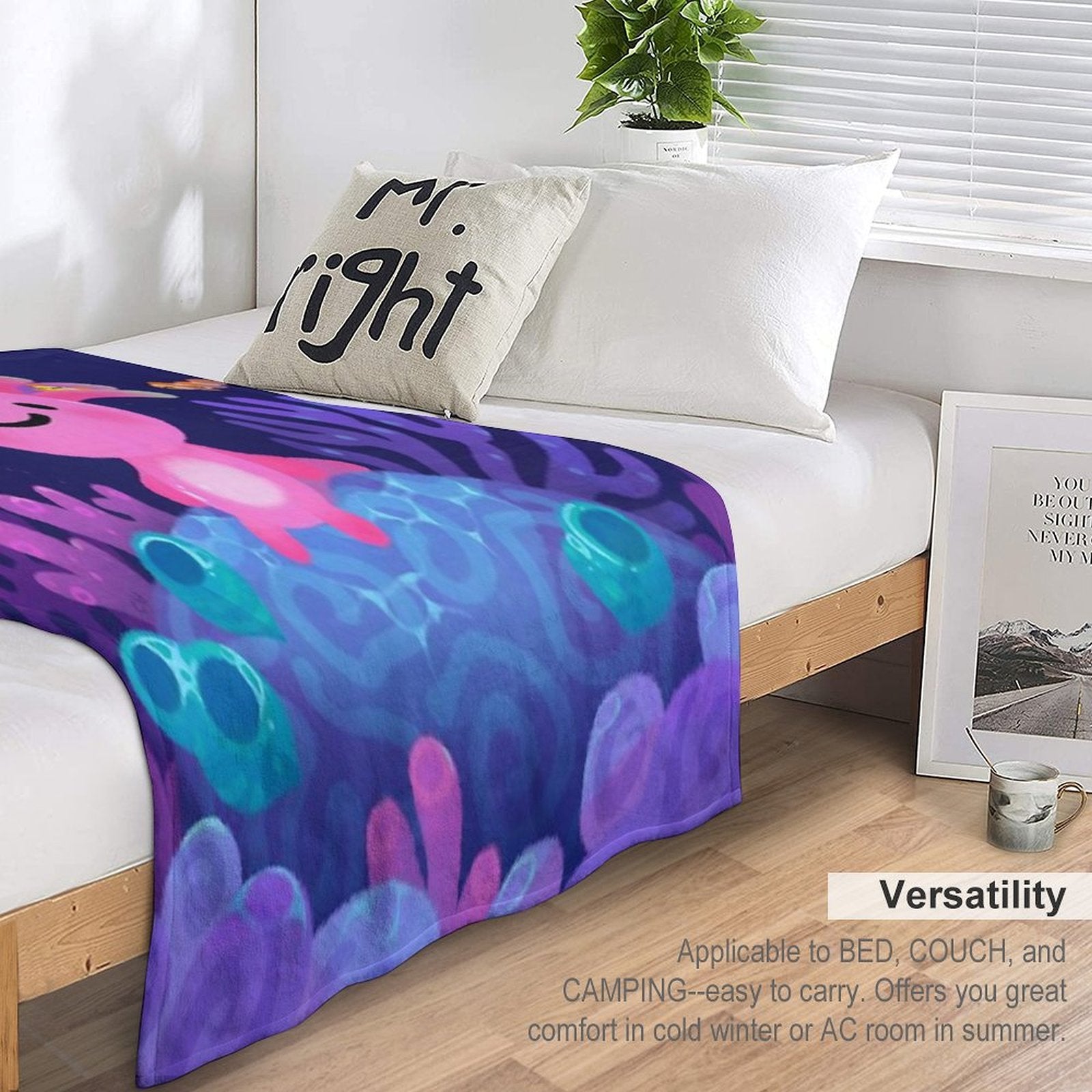 Coral Axolotl Quick-dry Throw Blanket
