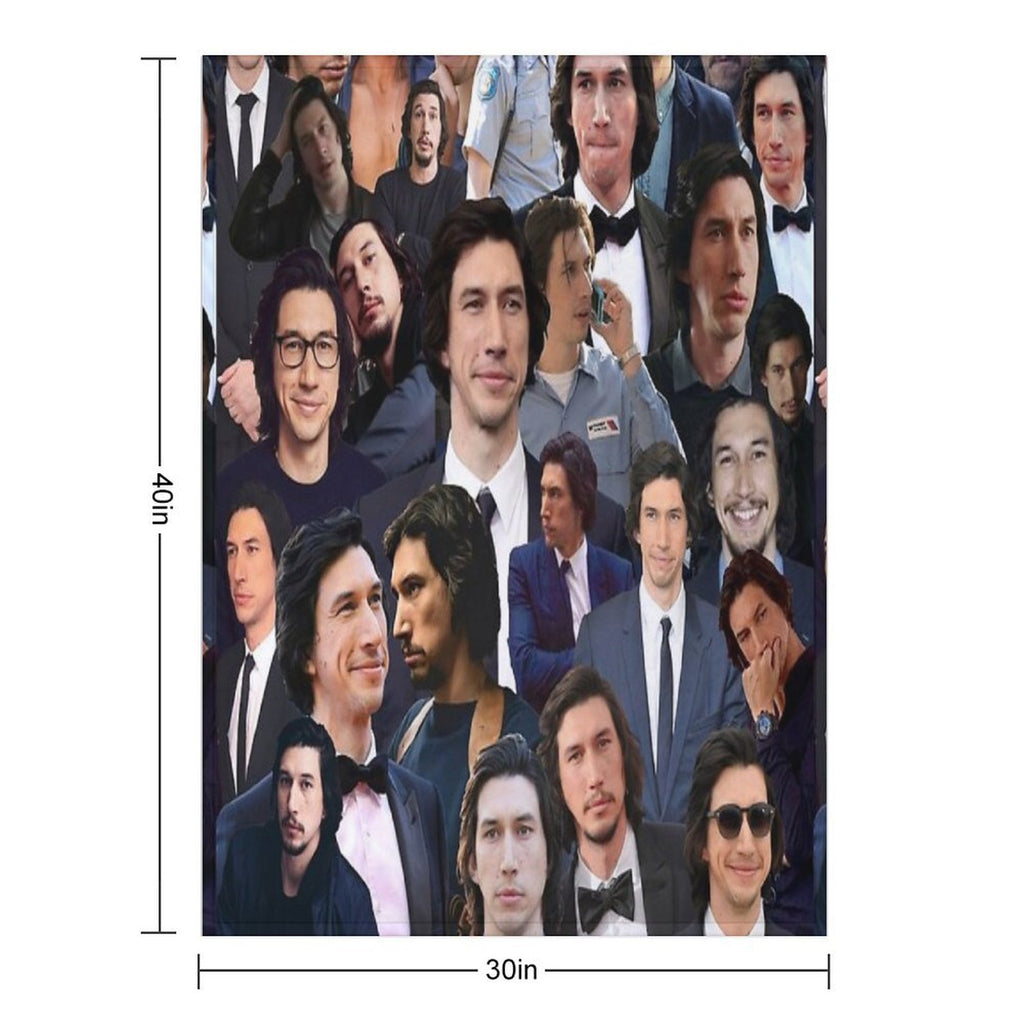 Adam Driver Blue Collage Shrink-resistant Throw Blanket