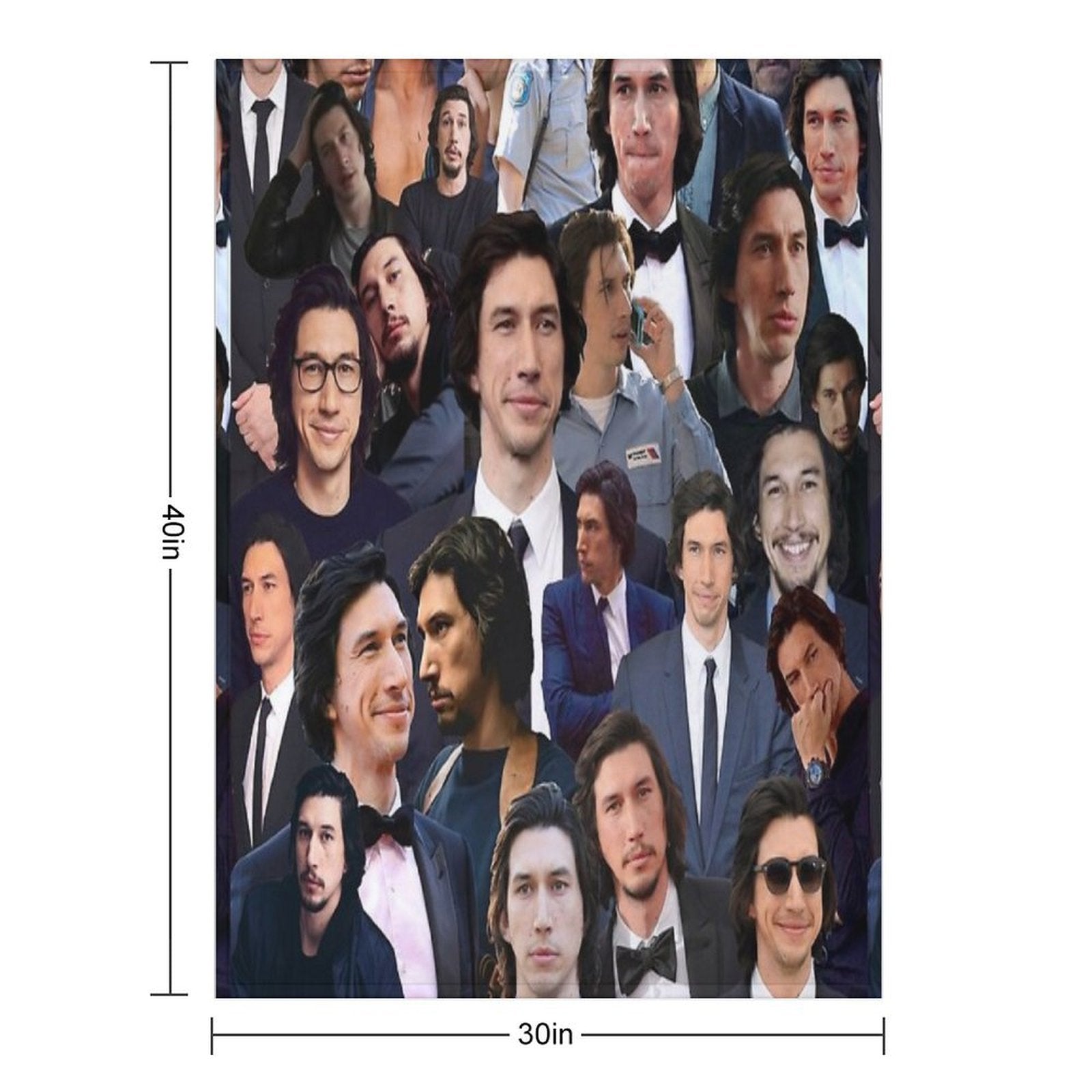 Adam Driver Blue Collage Shrink-resistant Throw Blanket