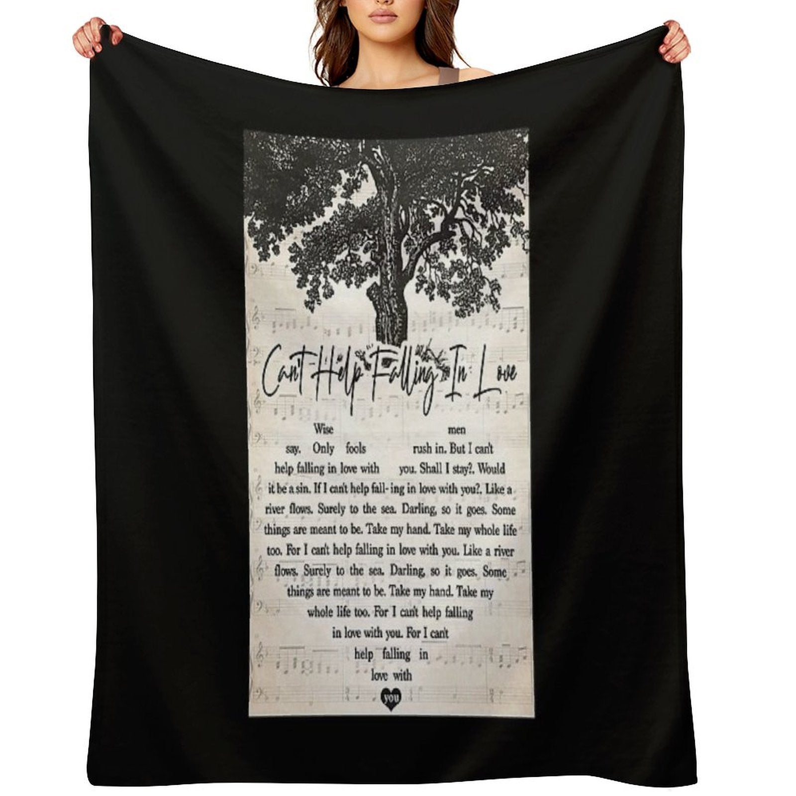 Elvis Presley - Can't Help Falling In Love Lyrics Lovers Shrink-resistant Throw Blanket