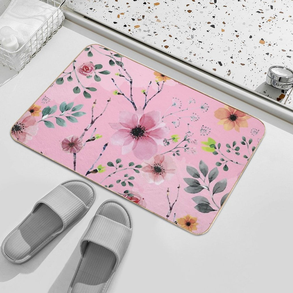 Watercolor Flowers XIII (different Flowers)  Slip-Resistant Bath Mat