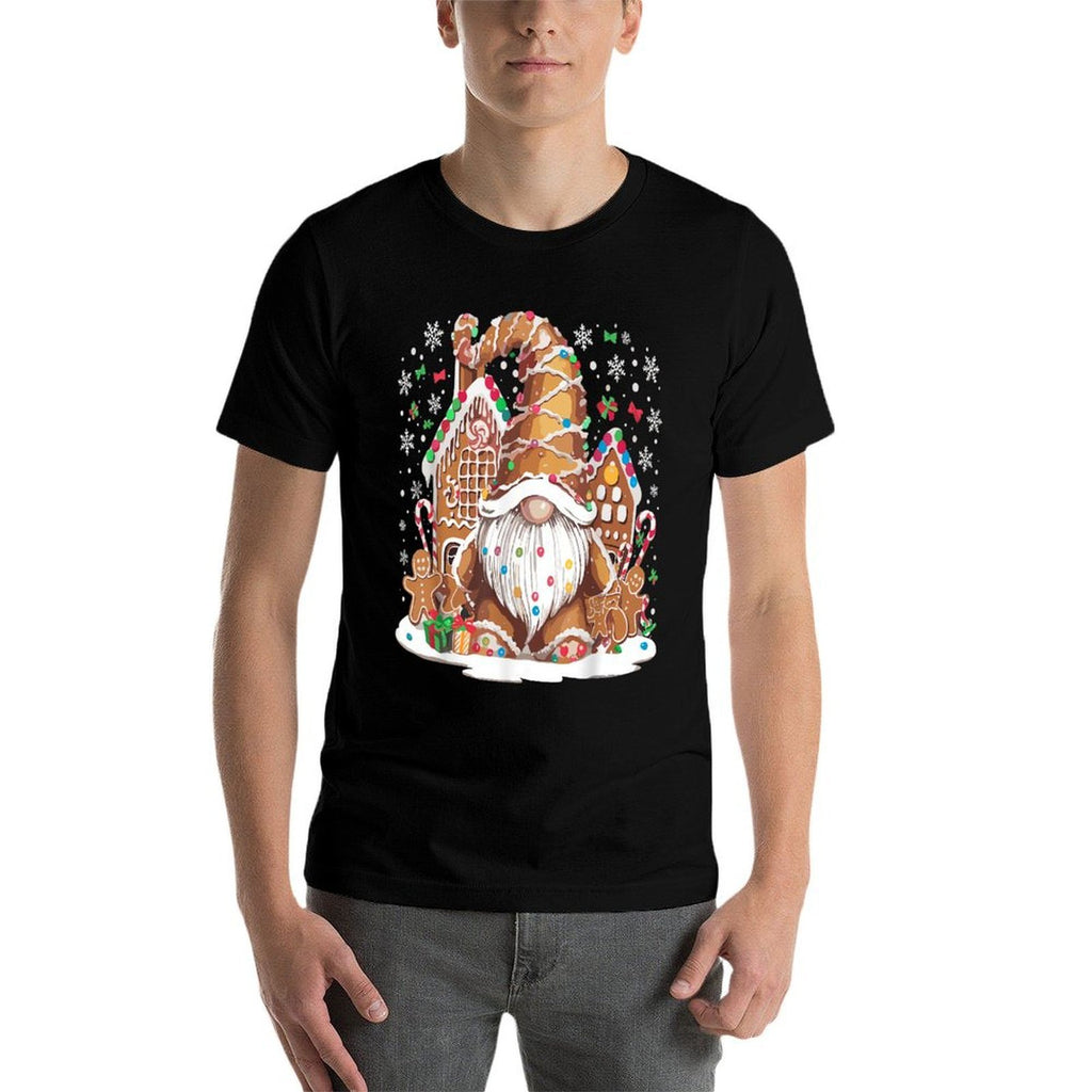 Gingerbread House Decor For Women With Christmas Gnome  Graphic-printed T-Shirt