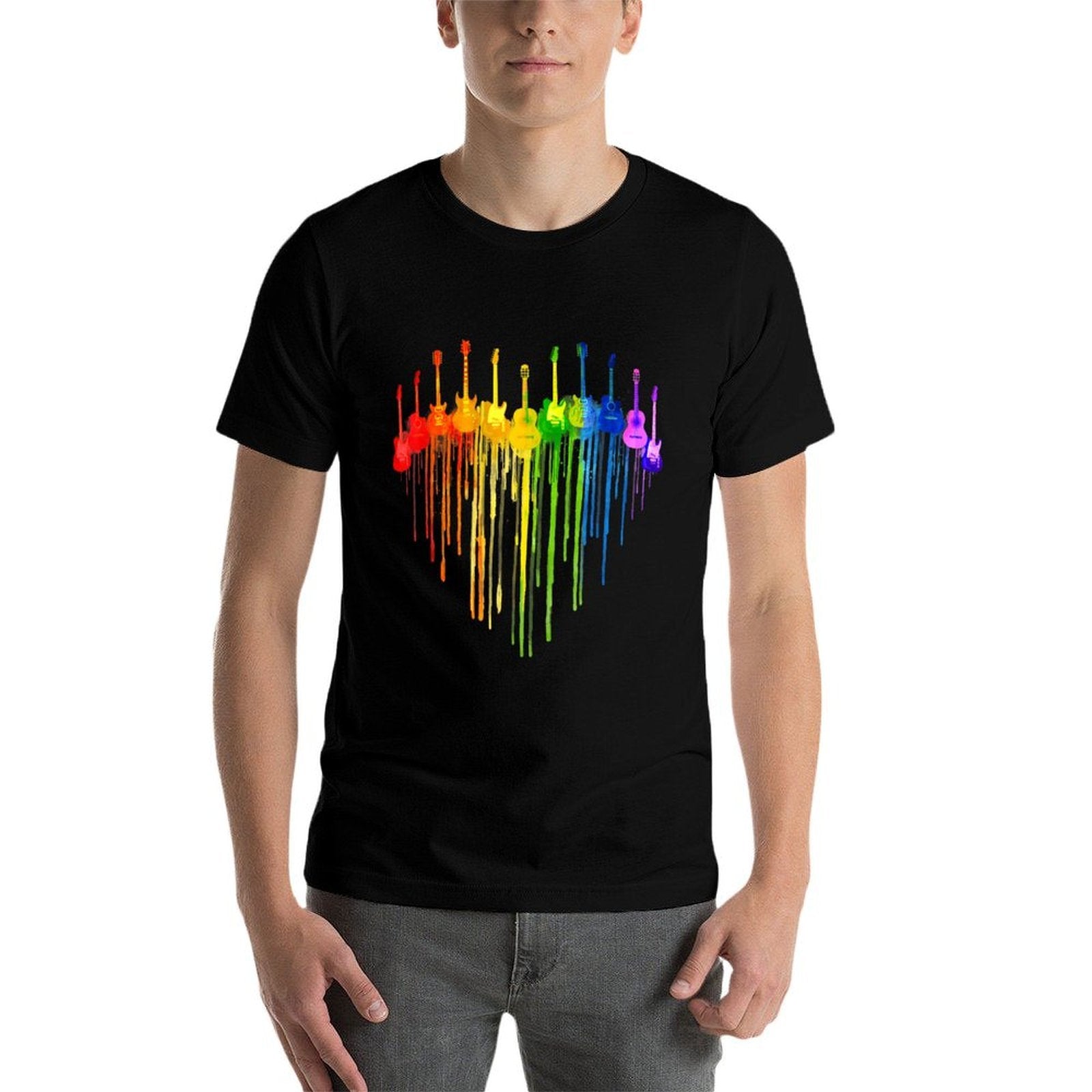 Rainbow Guitar Heart Guitar Music Lover Gay Pride LGBT Gifts  Eco-friendly Material T-Shirt