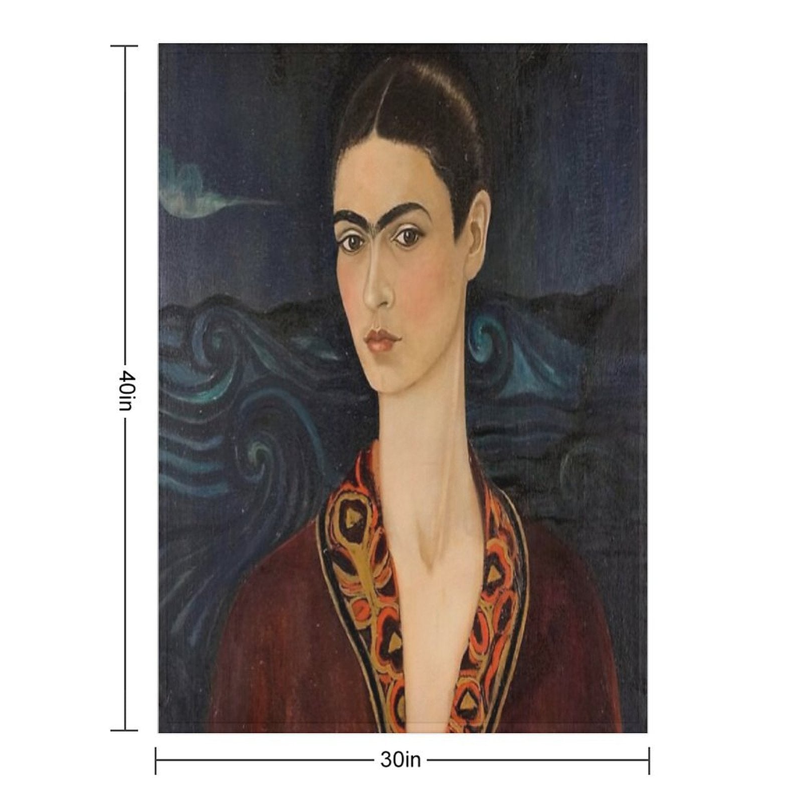 Self Portrait in A Velvet Dress by Frida Kahlo Shrink-resistant Throw Blanket
