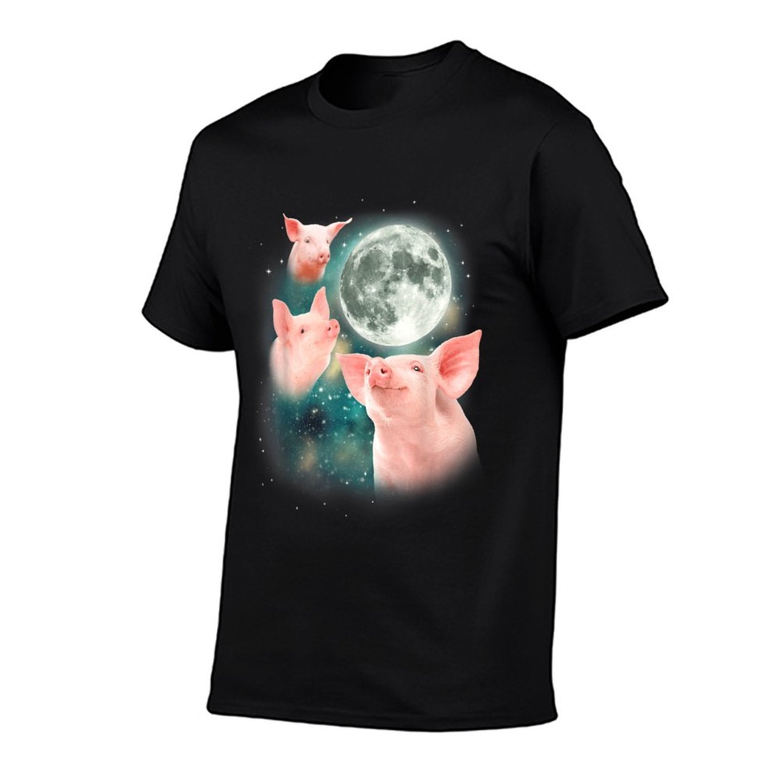 Three Pig Moon  3 Miniature Pigs Howling Swine Weird Piggy  Graphic-printed T-Shirt
