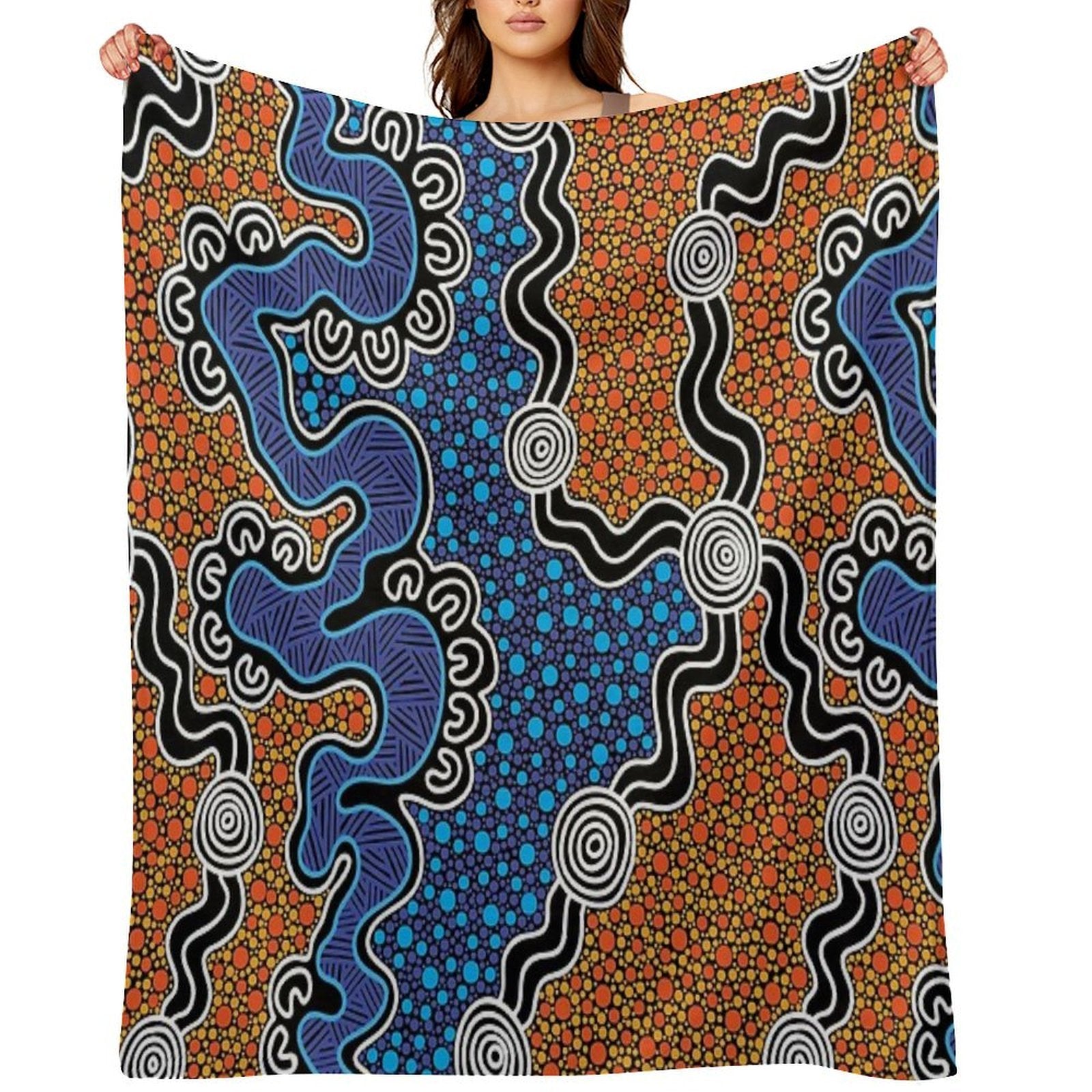 Authentic Aboriginal Art - Gift-ready Throw Blanket