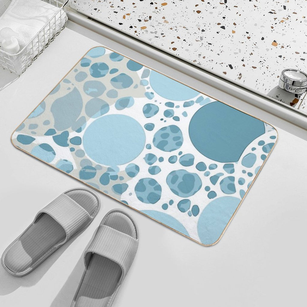 Blue And White Circular Spotted Illustration  Fade-Resistant Bath Mat