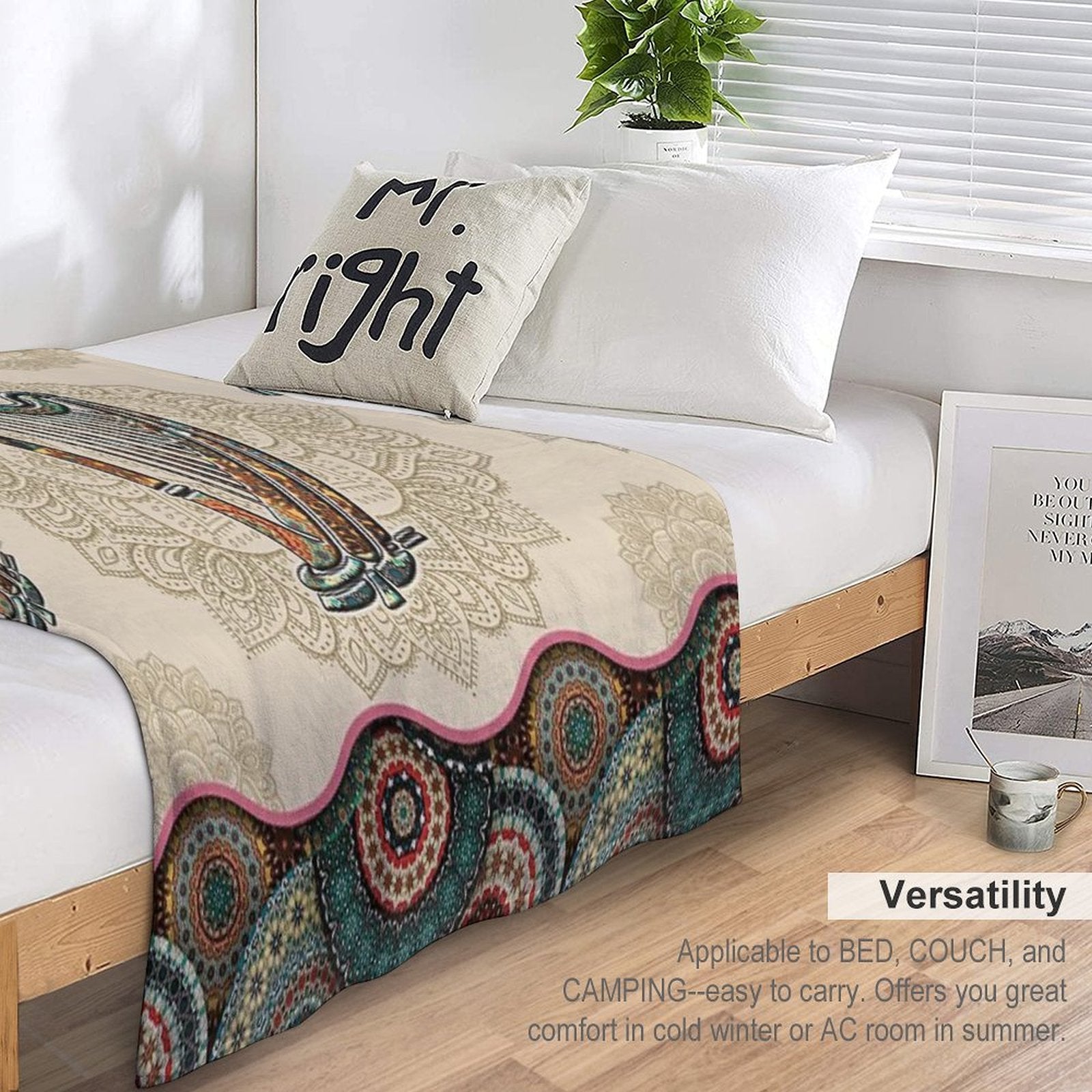 Harp Vintage Mandala Easy Care Throw Blanket