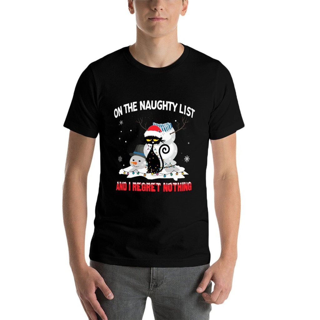 Im On The Naughty List And I Regret Nothing Black Cat  Moisture-wicking T-Shirt