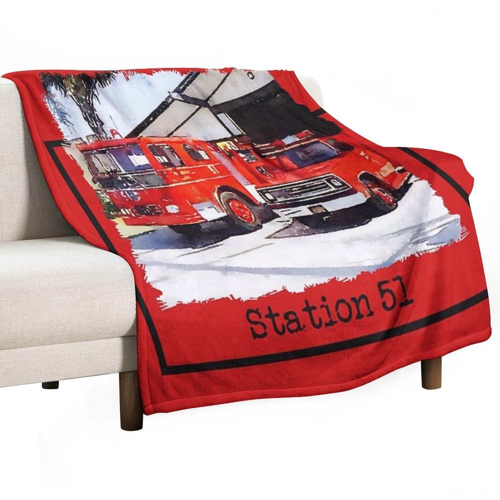 Fire Station 51, Emergency TV Show, Firetruck Sustainable Throw Blanket
