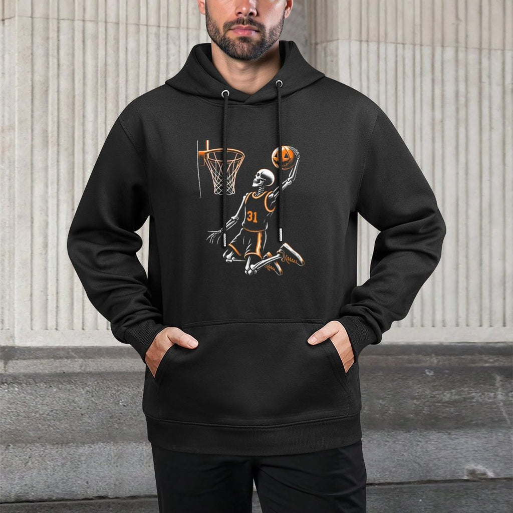 Skeleton Basketball Player Spooky For Halloween Colorfast Hoodie
