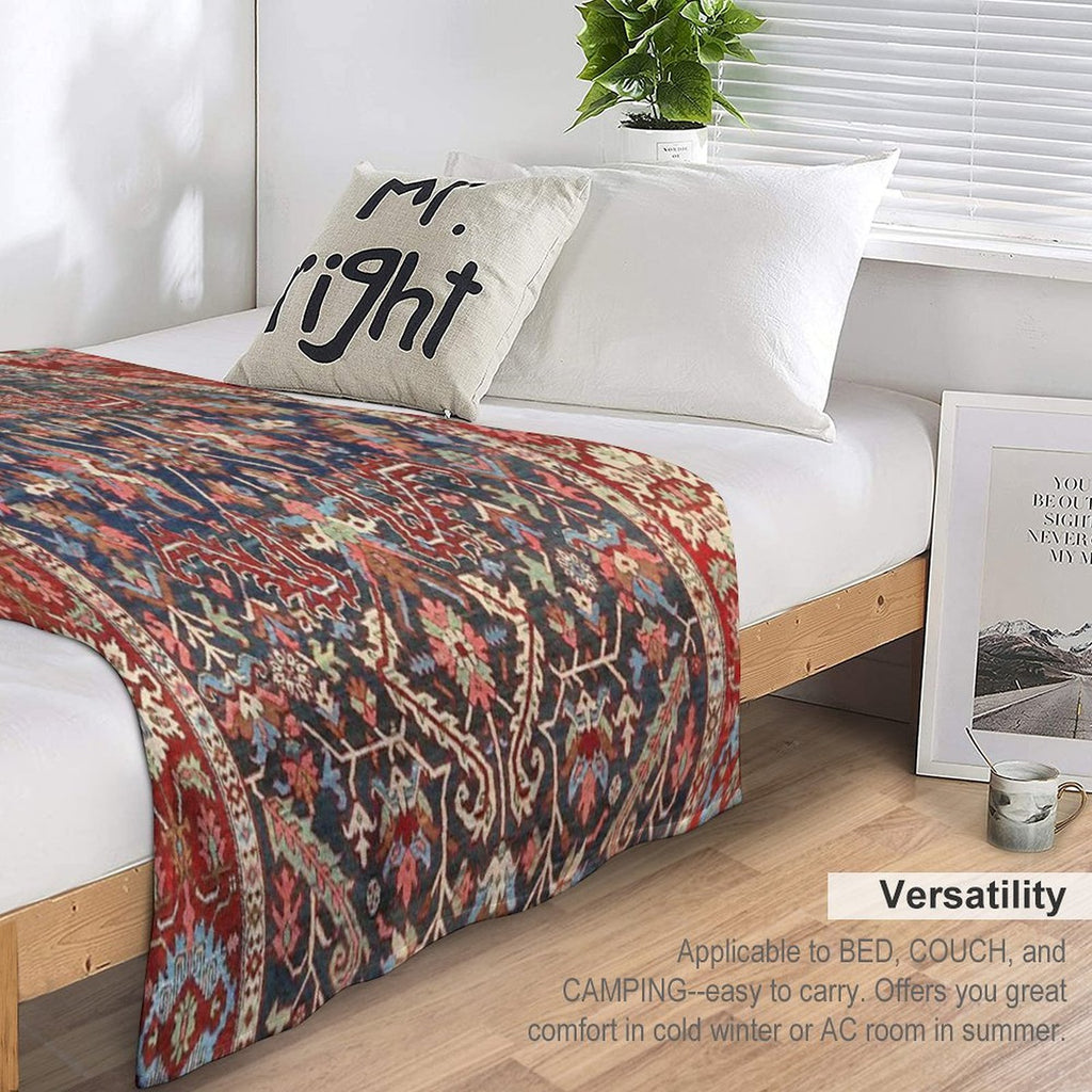 Antique Floral Persian Carpet Print Gift-ready Throw Blanket