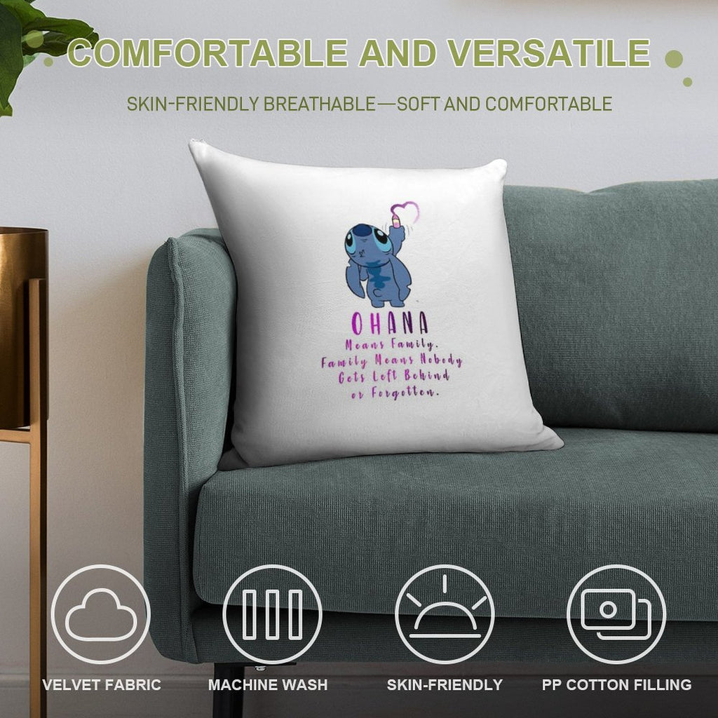 Lilo And Stitch Ohana Soft Washable Throw Pillow