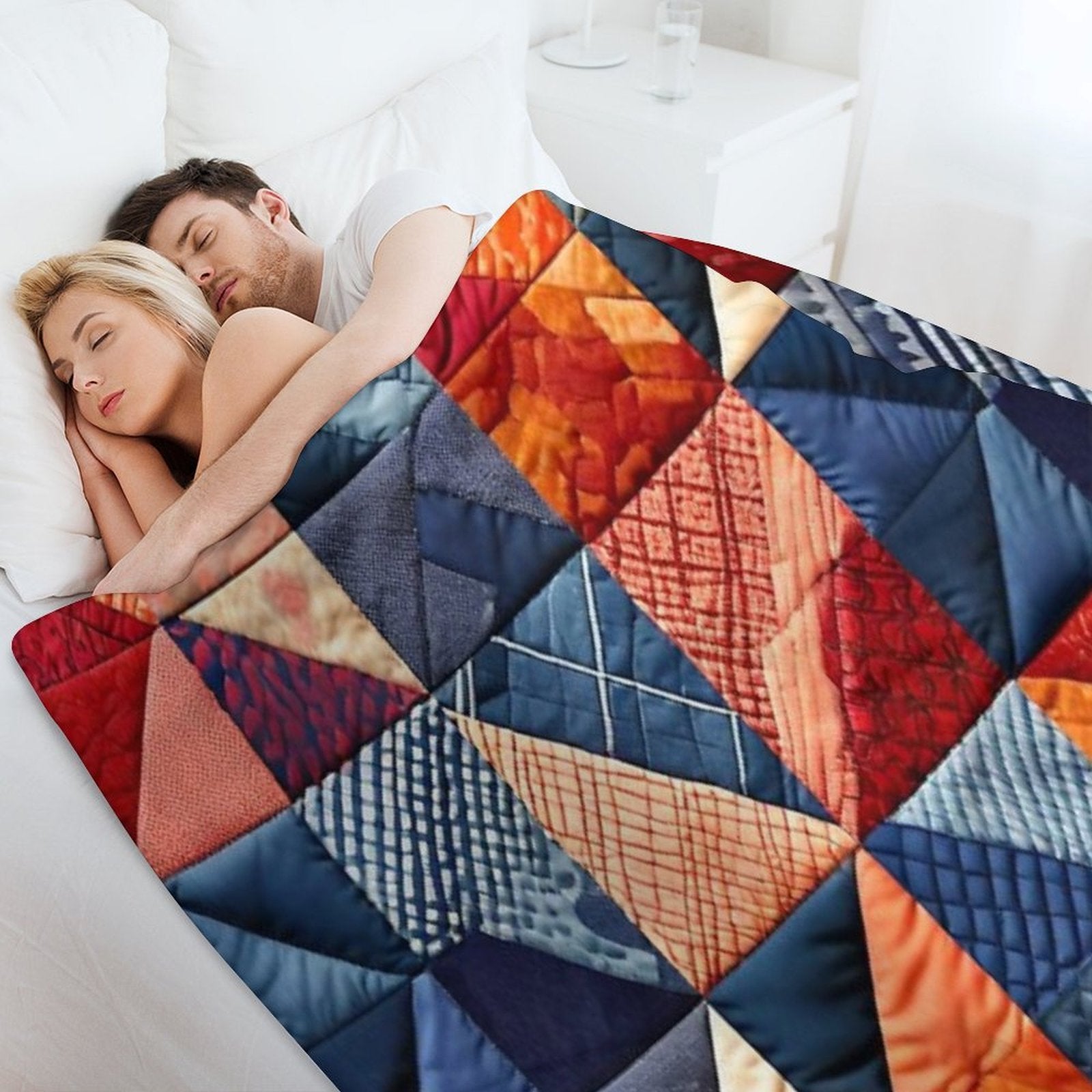 Quilted Patchwork Pattern Multi-functional Throw Blanket