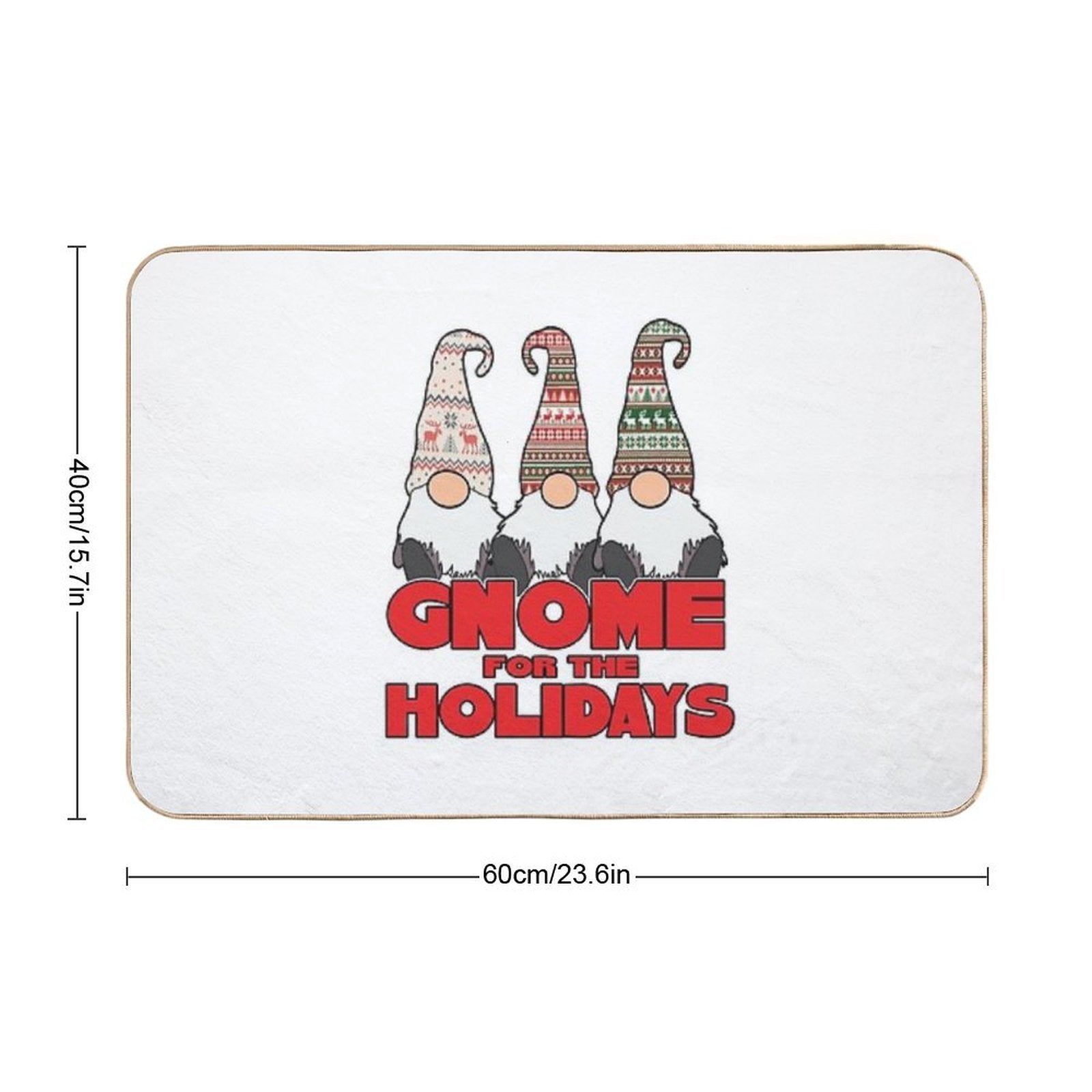 3 Nordic Gnomes Gnome for The Holidays Christmas  Repositionable Bath Mat