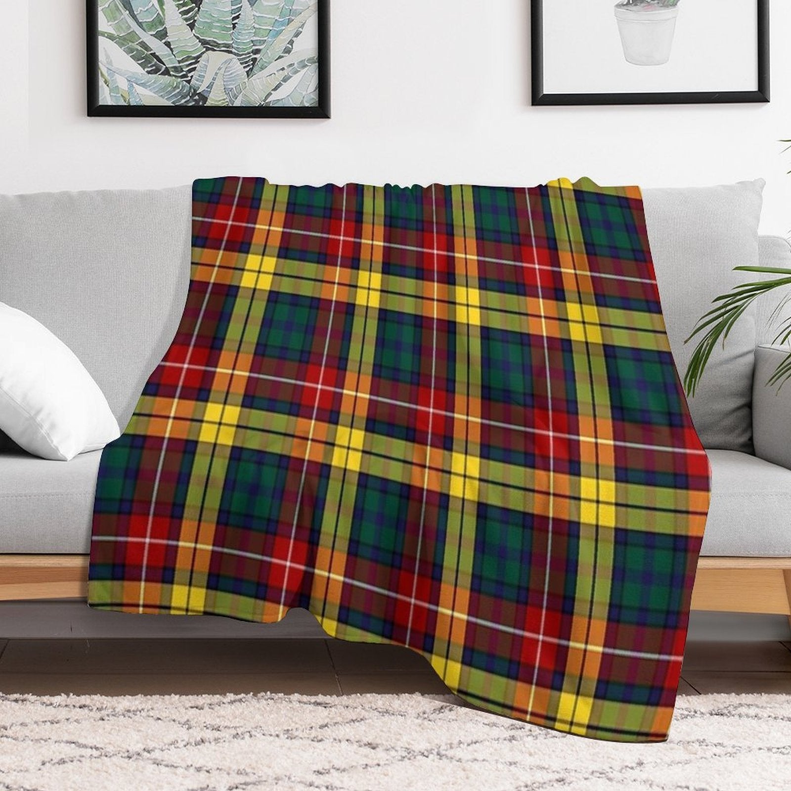 Buchanan Modern Hunting Tartan  Clan Buchanan  Cute Tartan Premium Throw Blanket