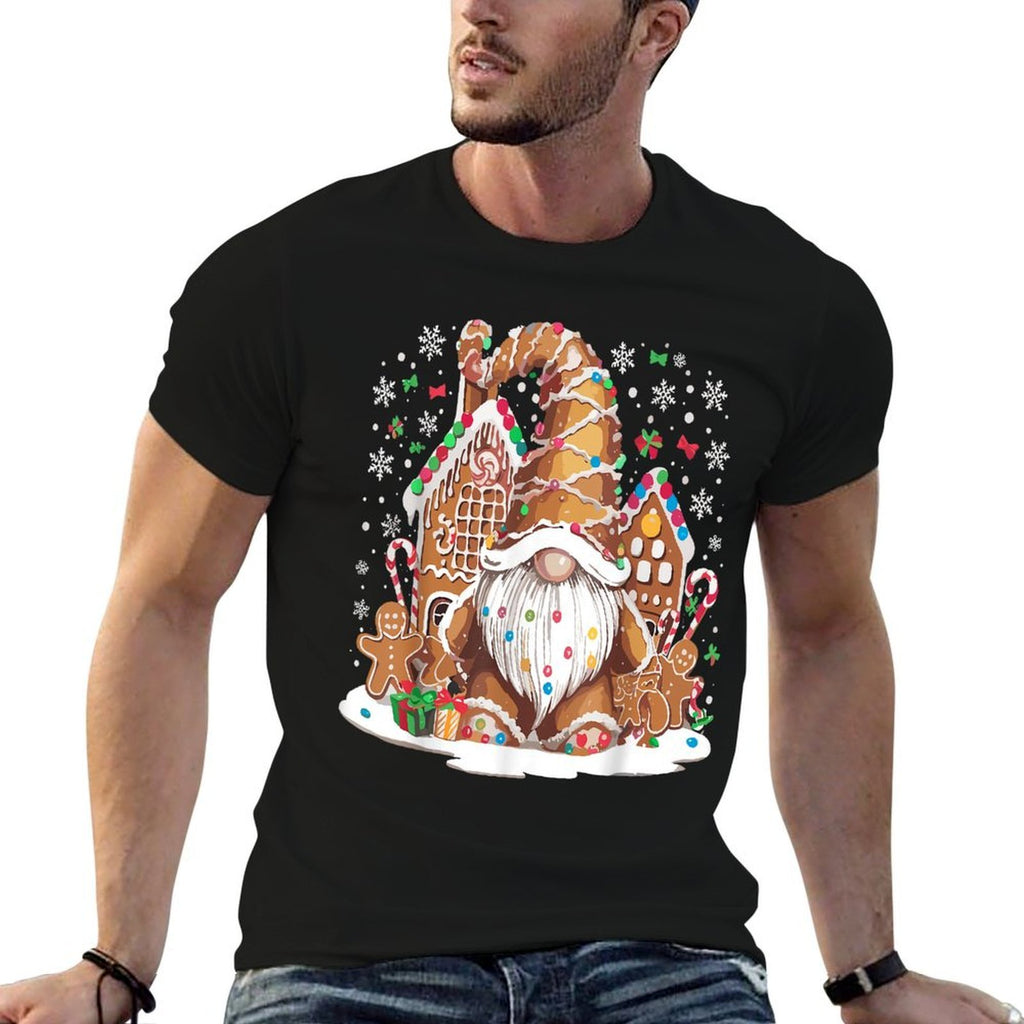 Gingerbread House Decor For Women With Christmas Gnome  Graphic-printed T-Shirt