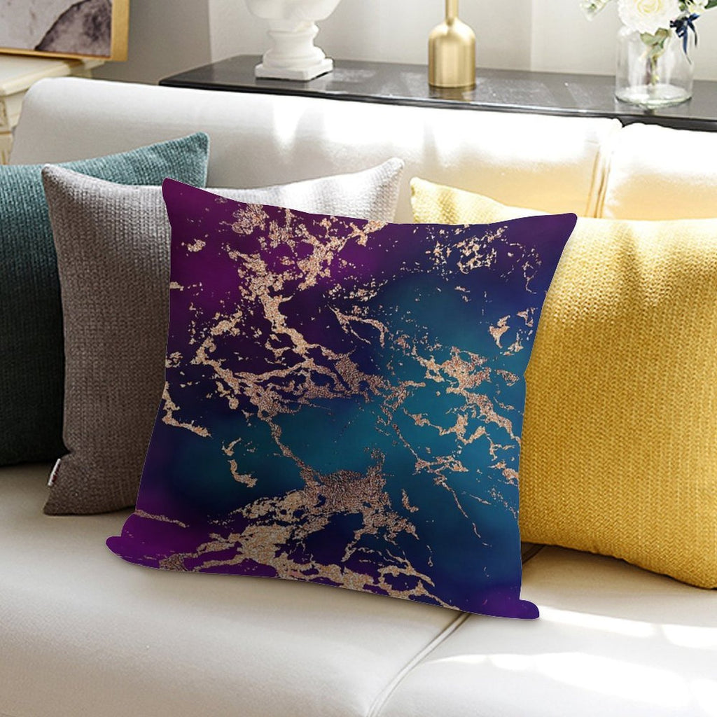 Jewel Tone Rose Gold Marble  Turquoise Blue And Purple Soft Luxury Feel Throw Pillow