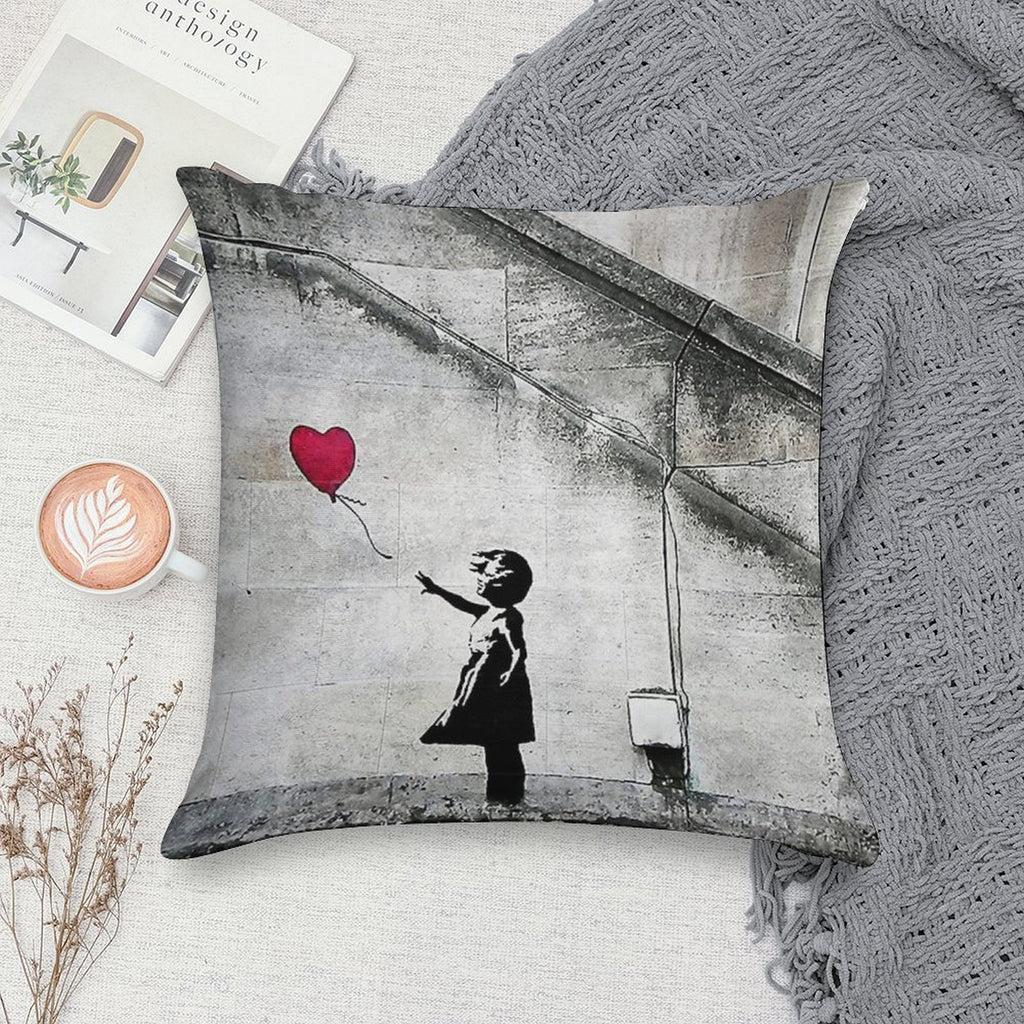 Balloon Girl - There Is Always Hope  Original Mural Banksy Soft Gift Ready Throw Pillow