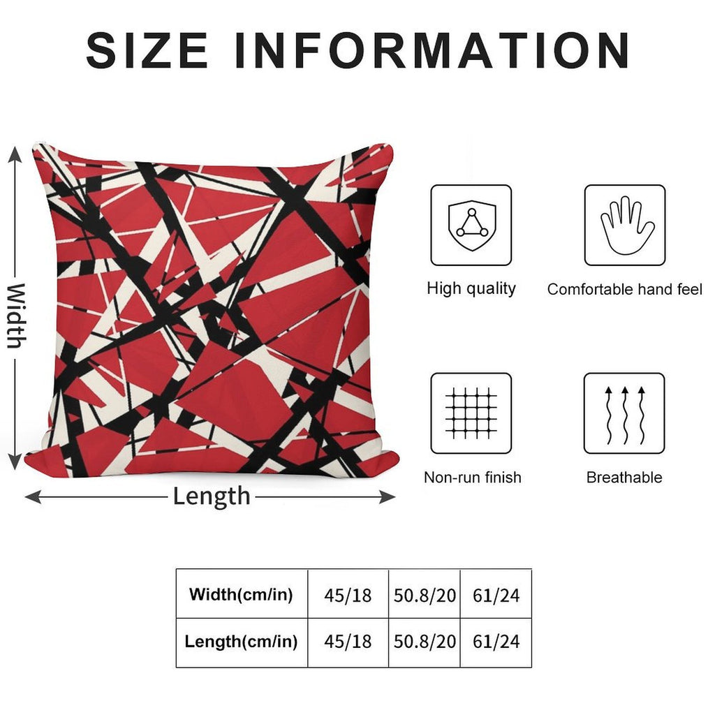 EVH Authentic Stripes Design (red) Soft Hidden Zipper Throw Pillow