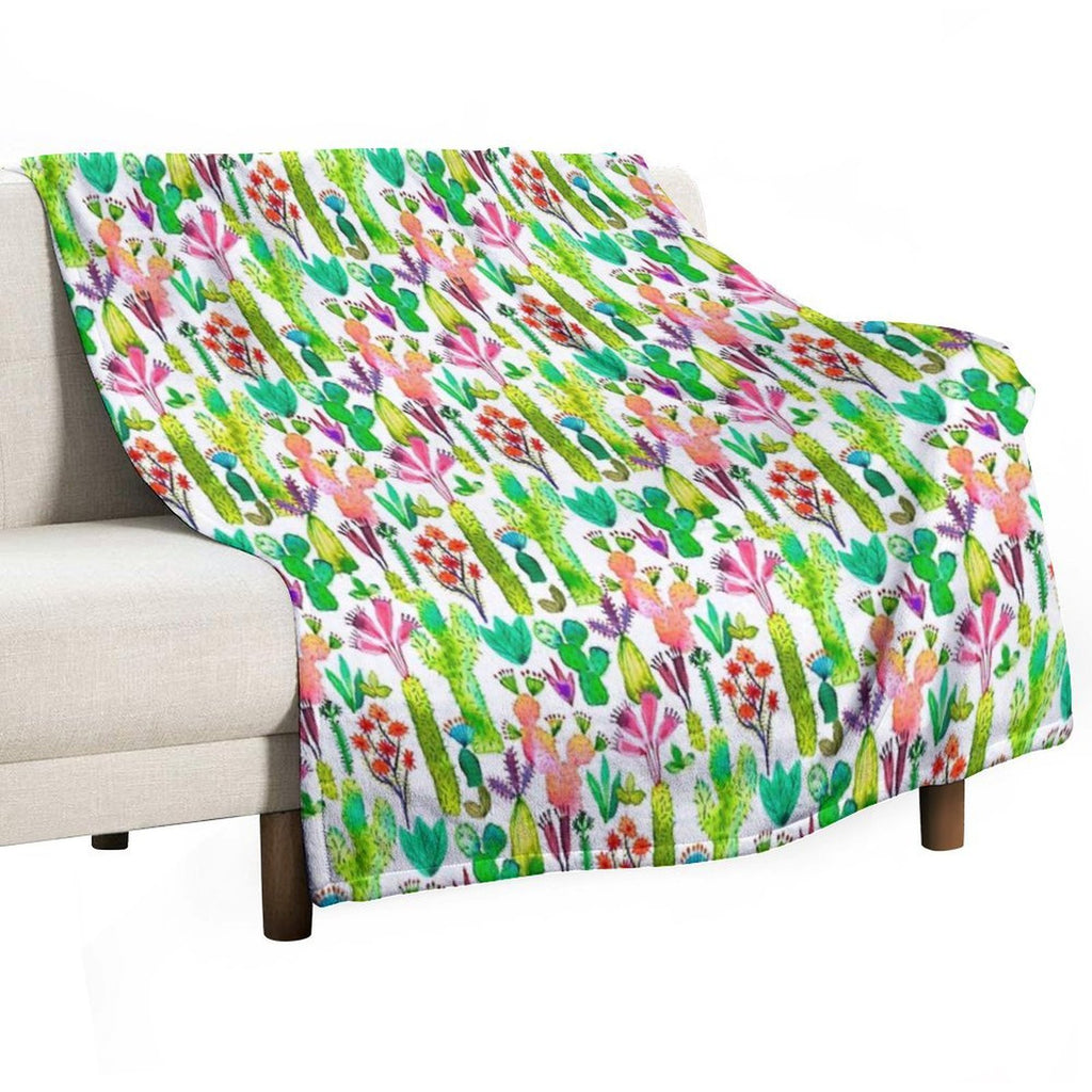 Cacti Garden Quick-dry Throw Blanket