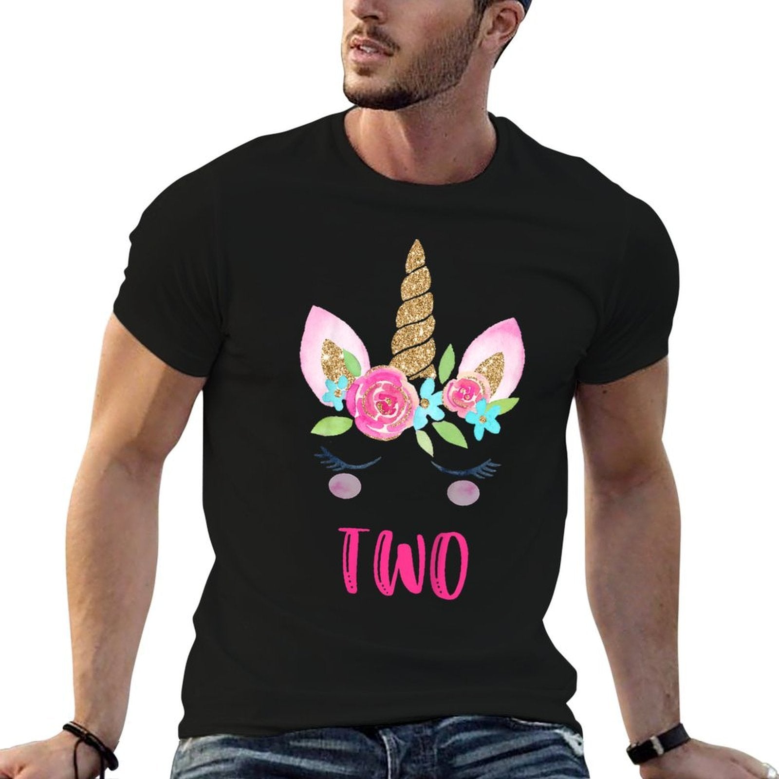 Kids Two Unicorn Birthday Girl 2 Year Old Cute  High-quality Stitching T-Shirt