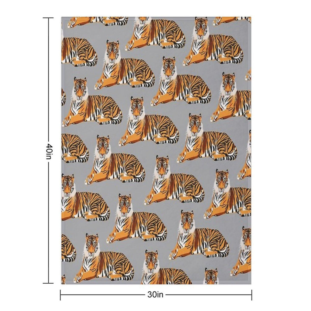 Tiger Pattern on Grey Background Quick-dry Throw Blanket