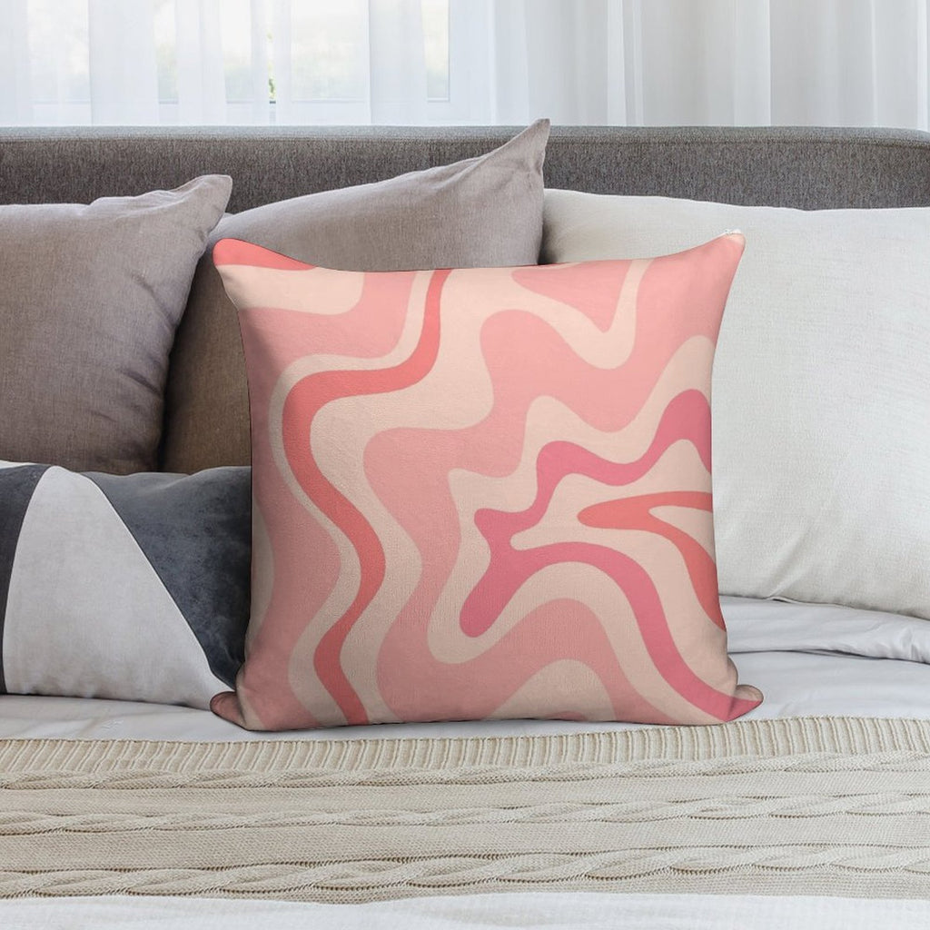 Liquid Swirl Retro Contemporary Abstract in Soft Blush Pink Soft Gift Ready Throw Pillow