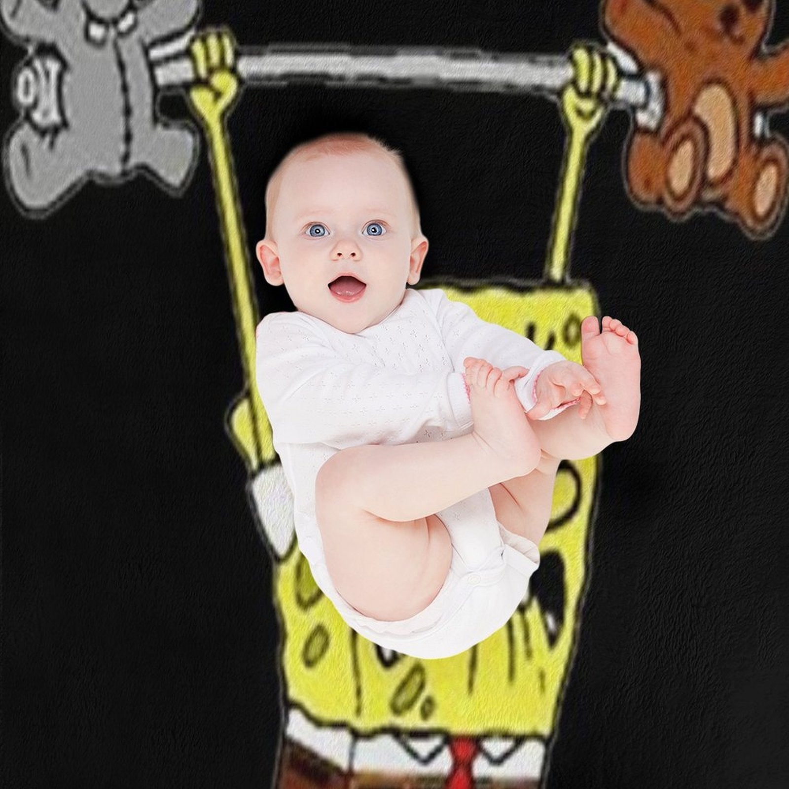 Spongebob Lifting Weights Classic . Compact Throw Blanket