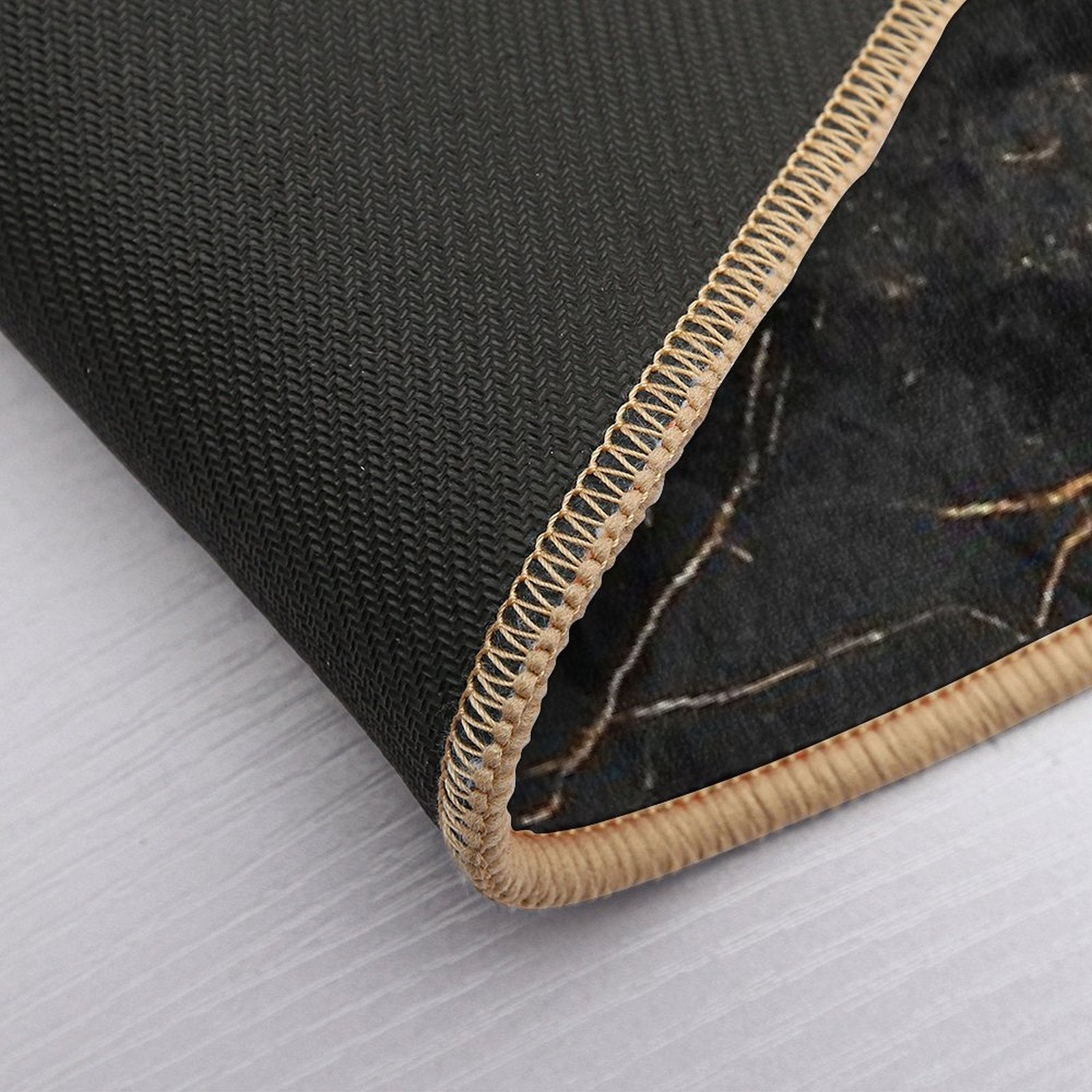 Faux Black Marble with Gold Glitter Veins Durable Bath Mat