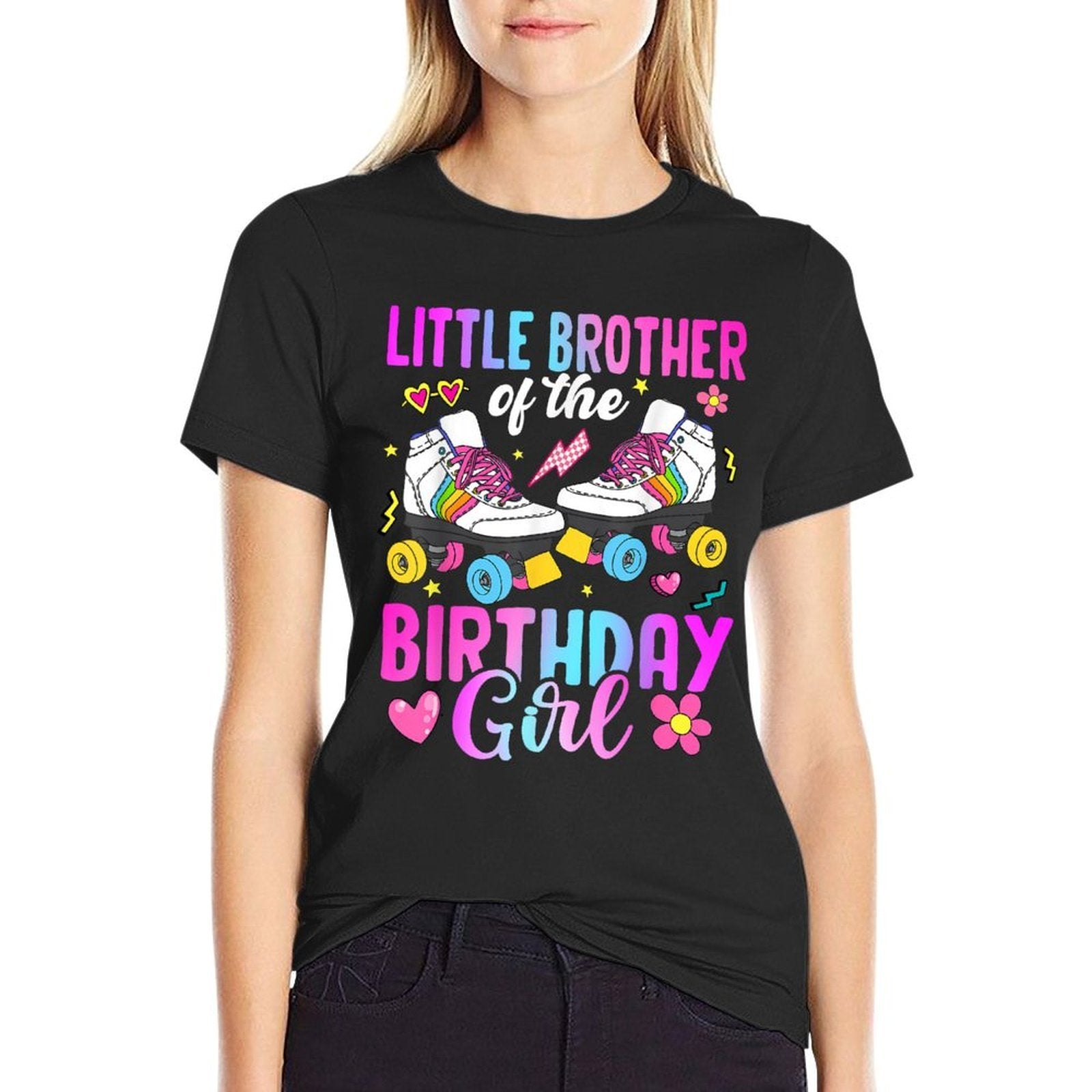 Little Brother Of The Birthday Girl Rolling Skate Bday Comfortable T-Shirt