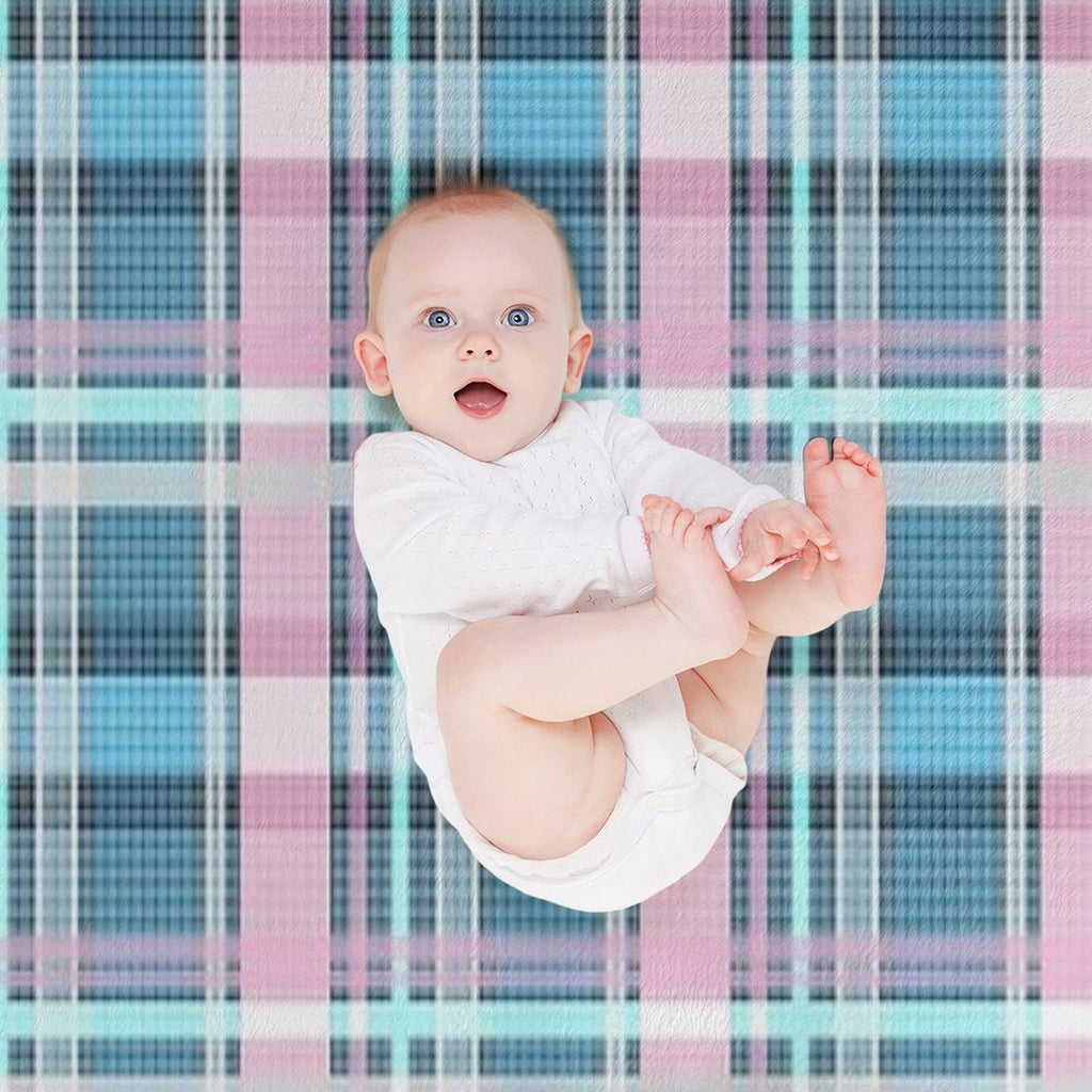 Trans Flag Pink, Blue And White Check Pattern Comfort Throw Blanket