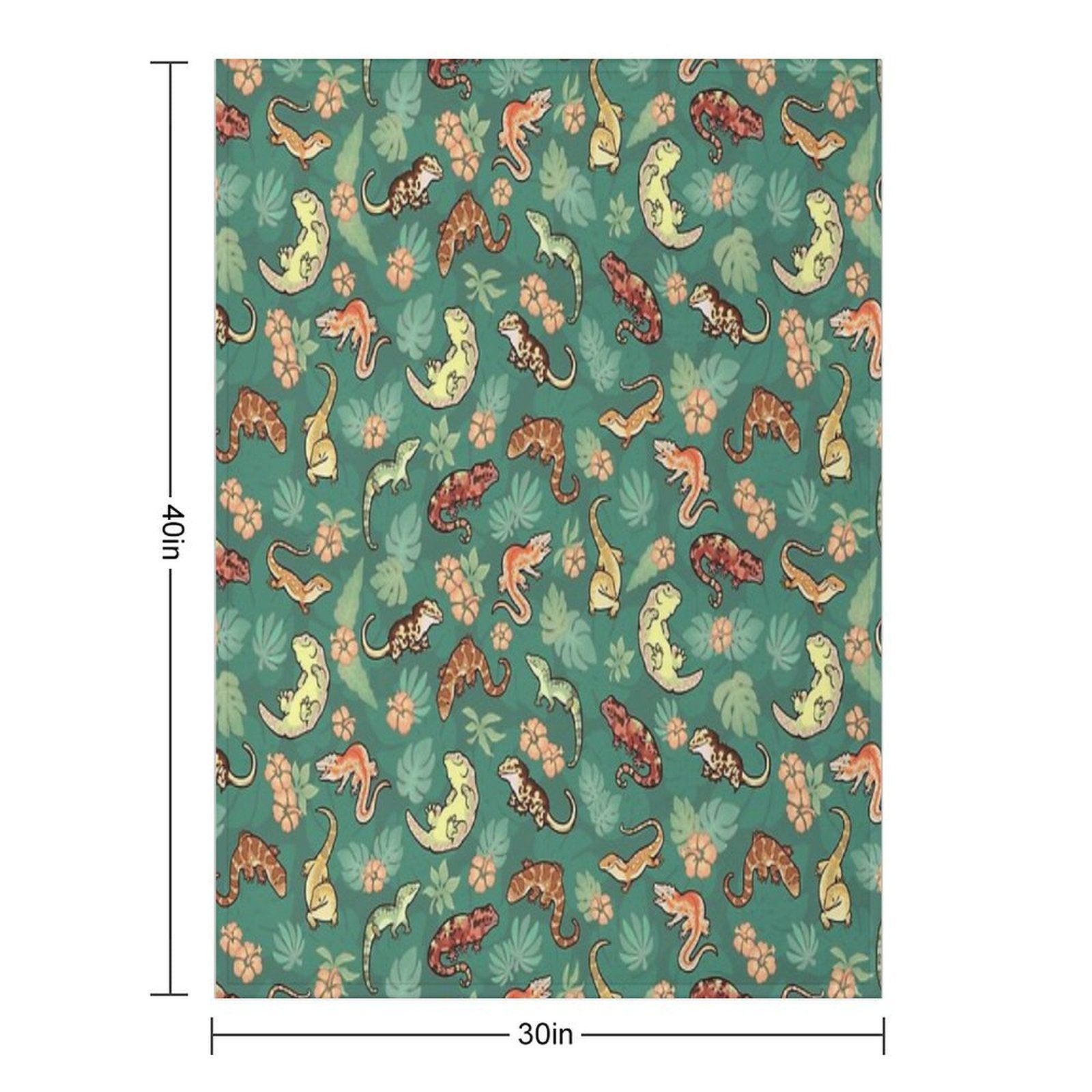 Gecko Family in Green Durable Throw Blanket