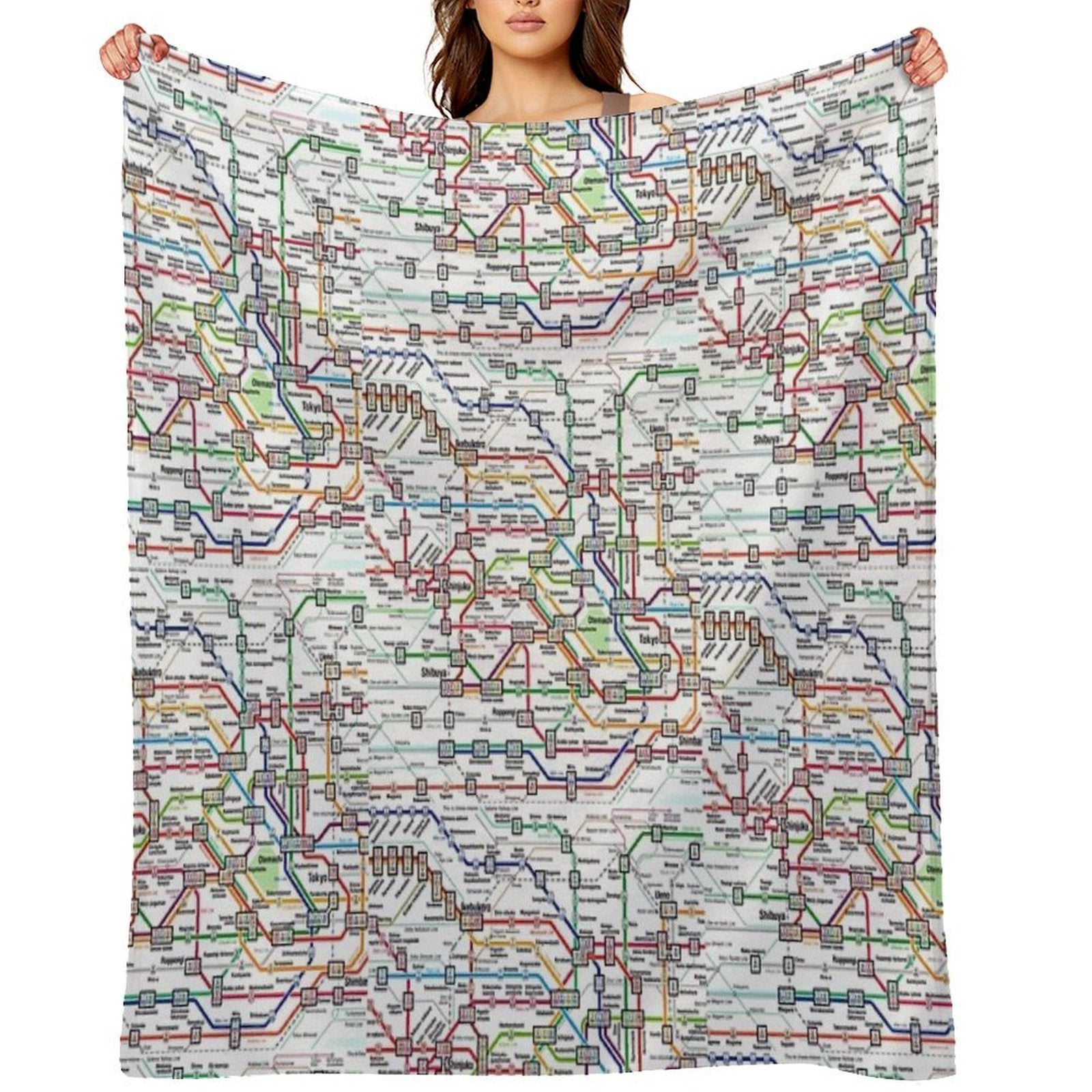 Tokyo Subway Map Clock Compact Throw Blanket