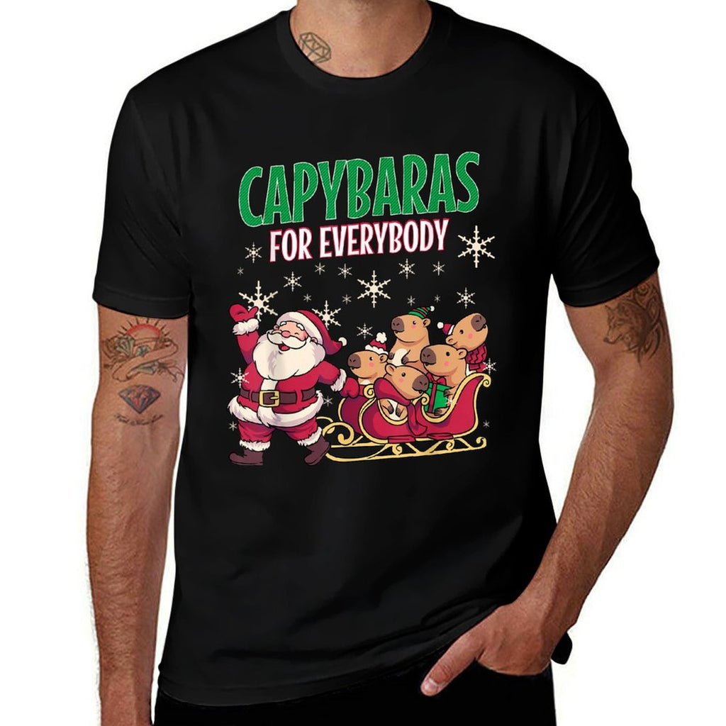 Ugly Christmas Men Kinds Women Funny Capybara  Eco-friendly Material T-Shirt