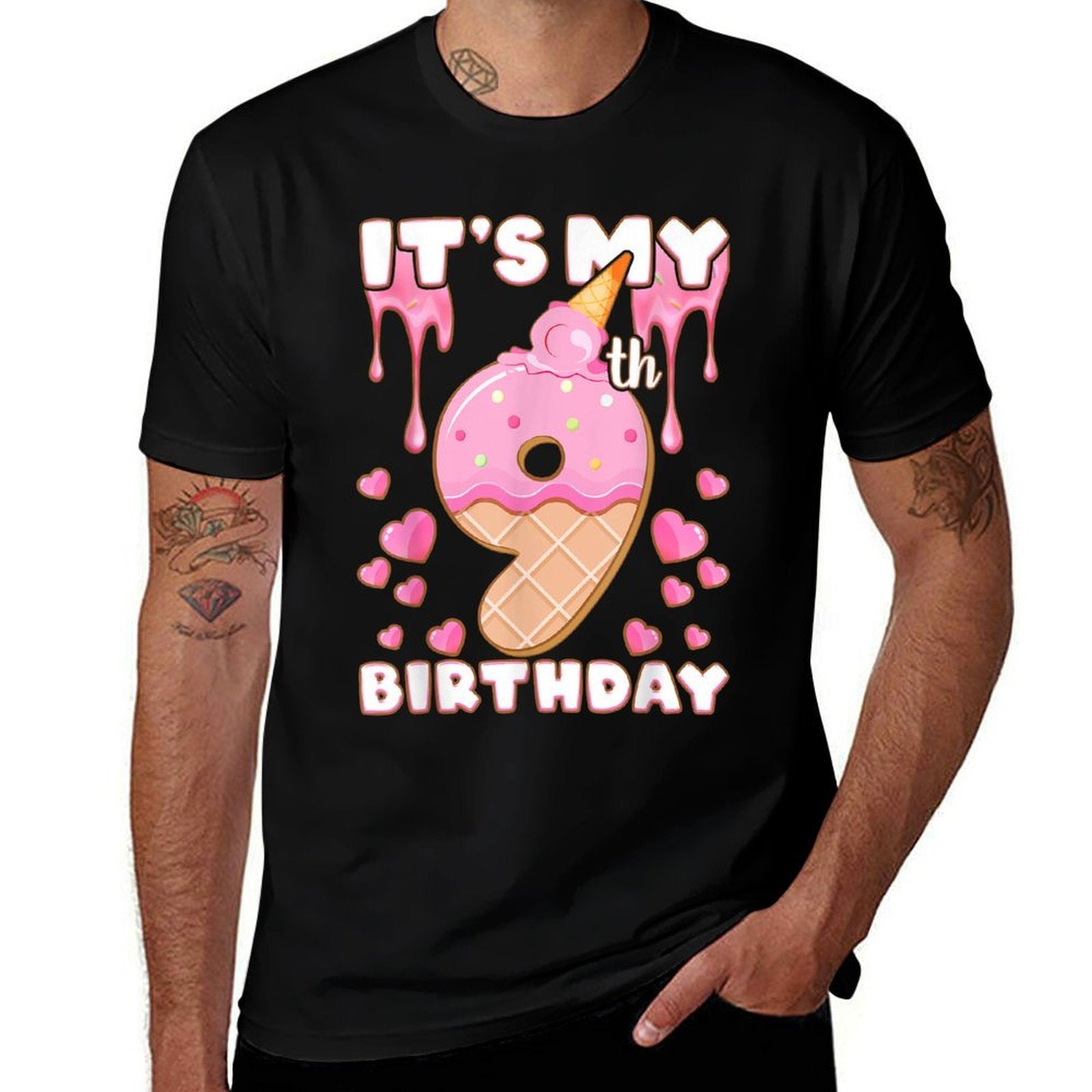 Birthday, Girl 9 Years, Ice Cream, It's My 9th Birthday Comfortable T-Shirt