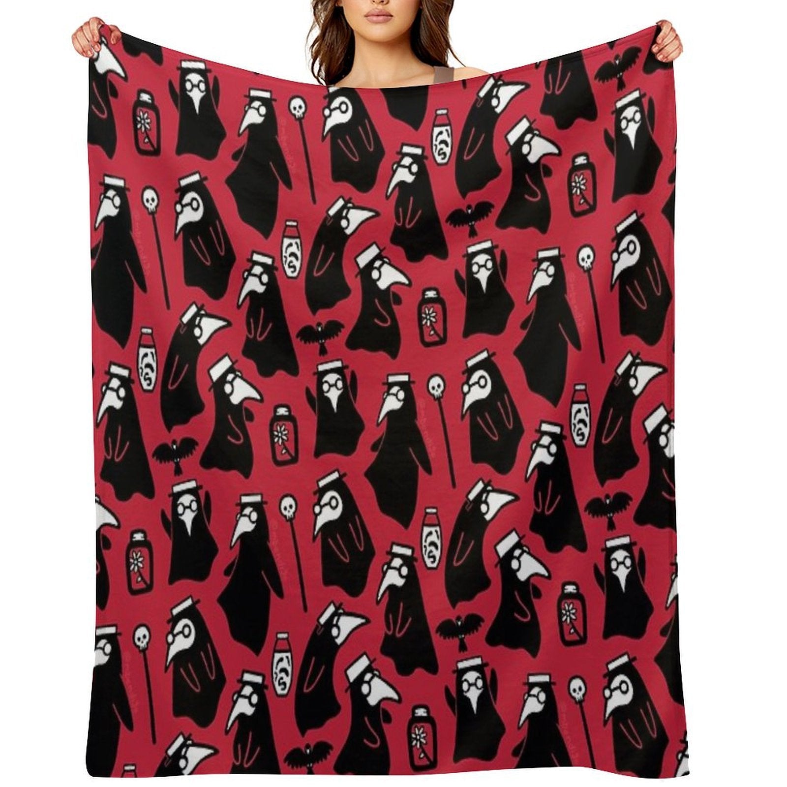 Plague Doctors Plush Throw Blanket