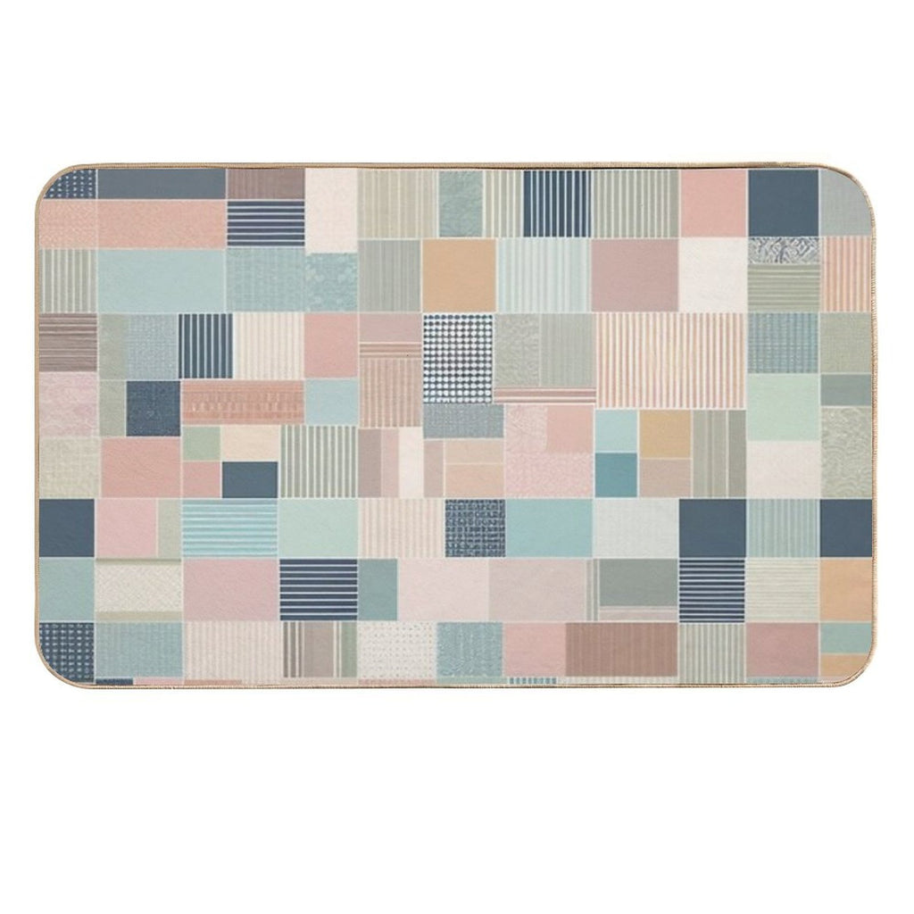 Block Cross Point Linier Pattern Lite Pastel Tone  Long-Lasting Bath Mat