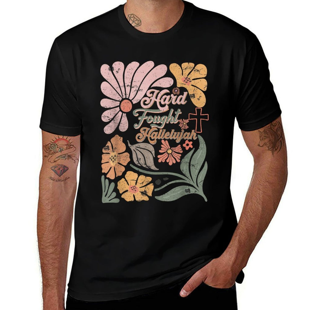 Boho Retro Christian Hard Fought Hallelujah Men Women  Vintage-inspired T-Shirt