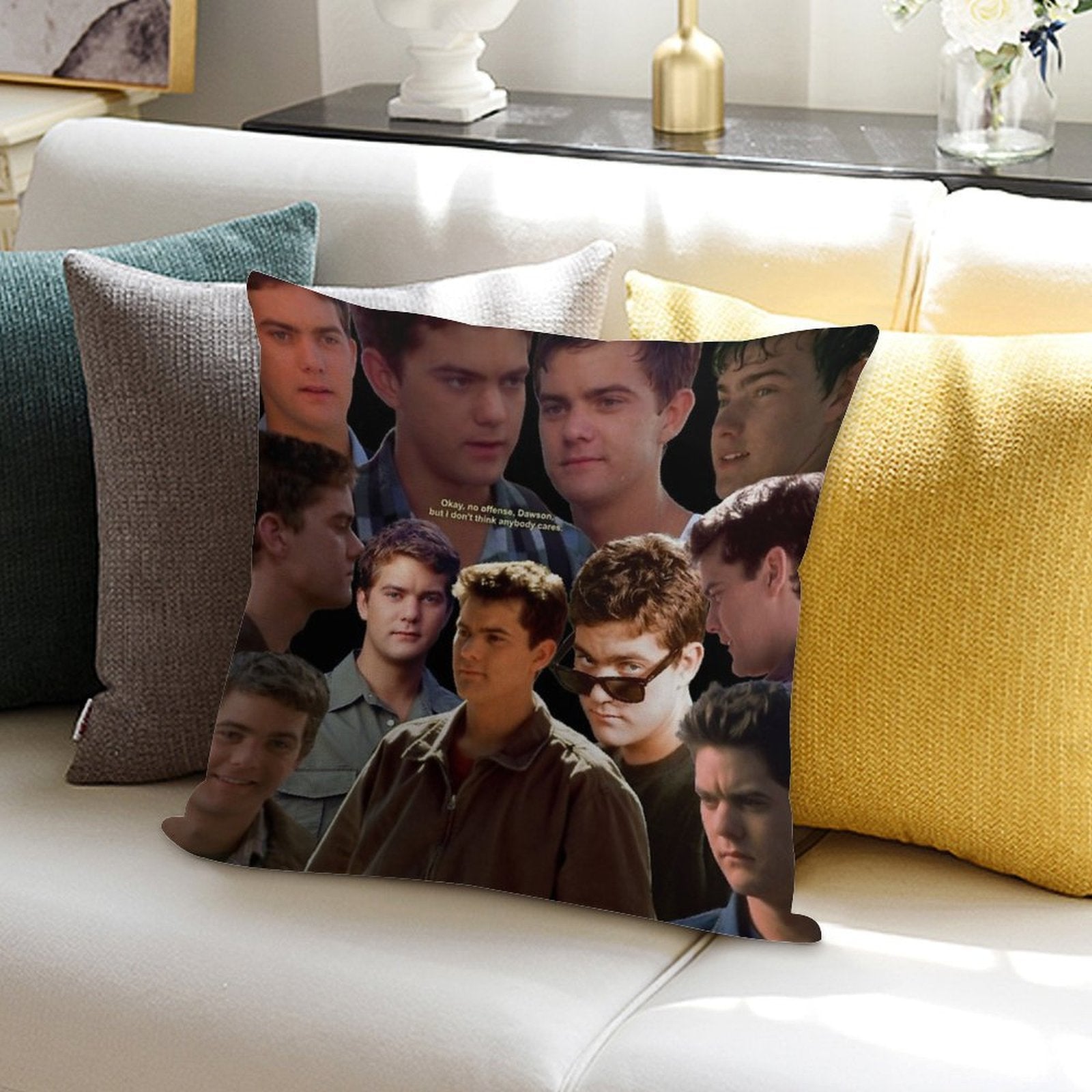Joshua Jackson Collage Soft Gift Ready Throw Pillow