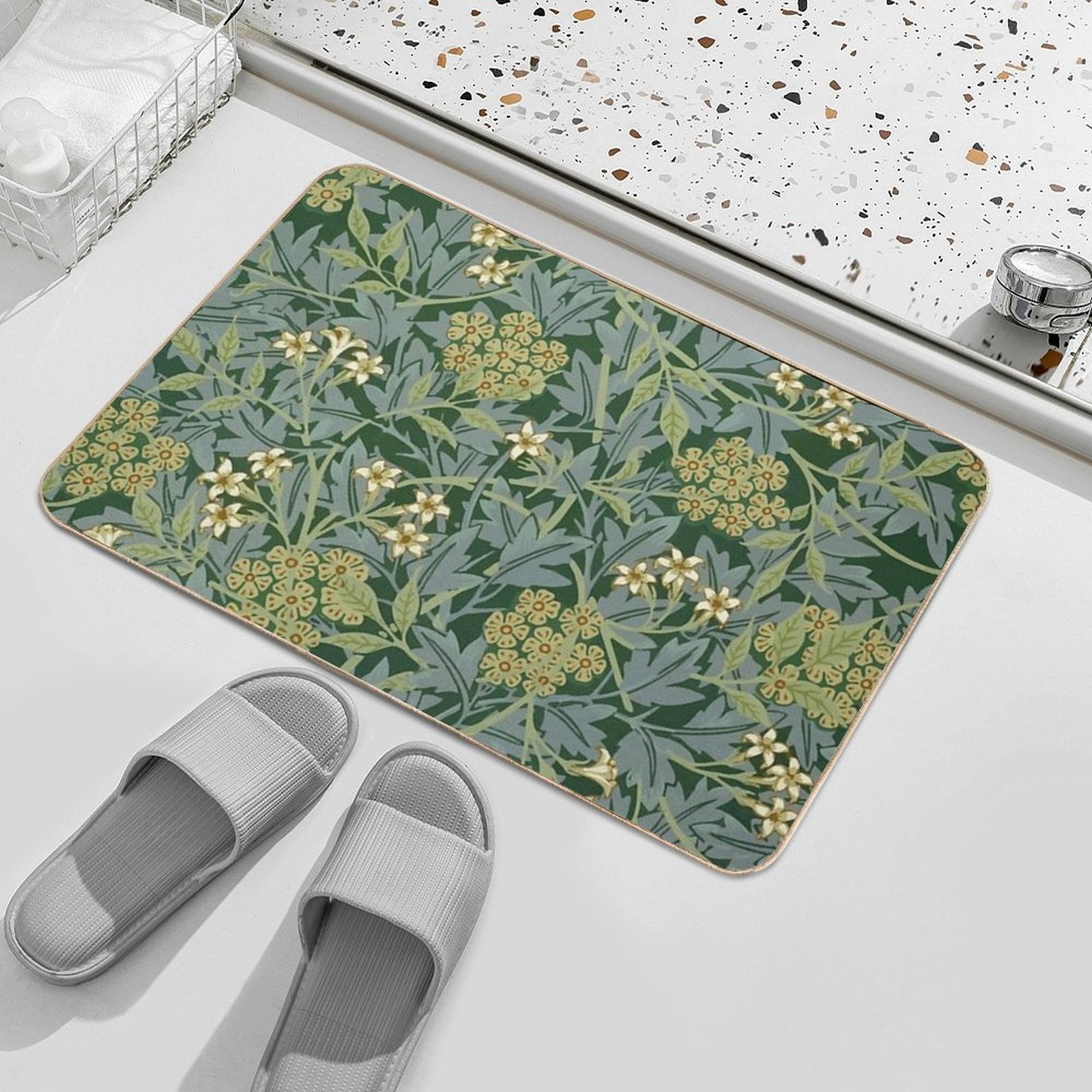 Jasmine by William Morris  Slip-Resistant Bath Mat