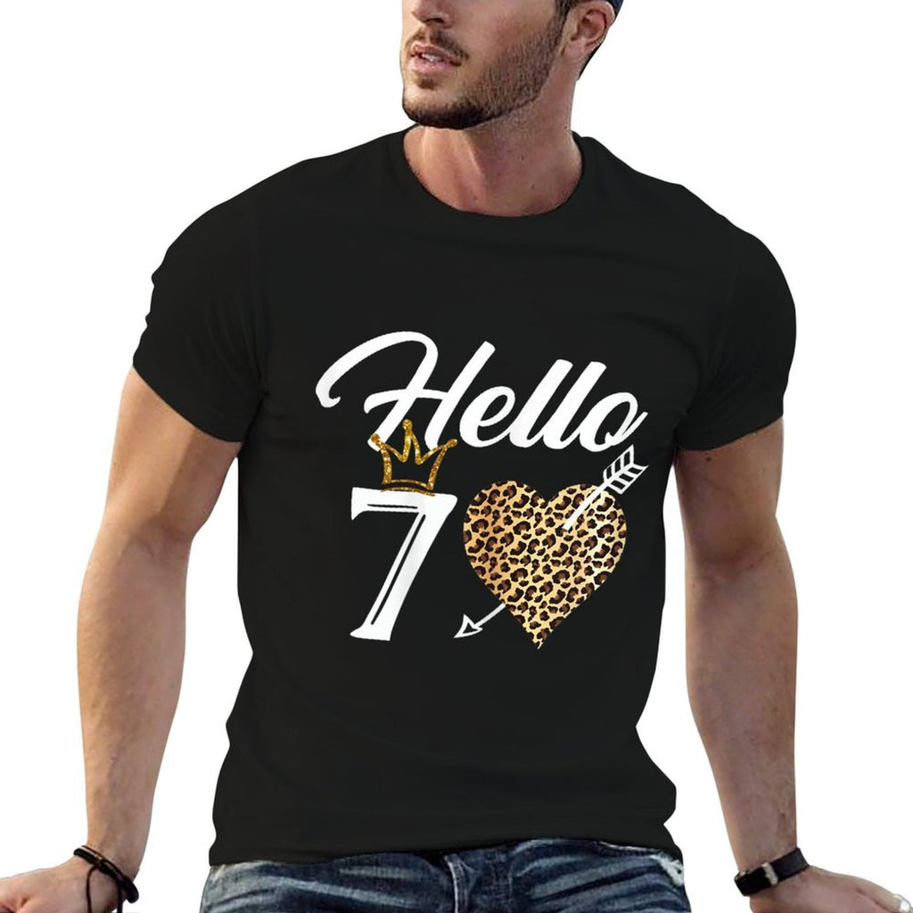 Womens 70th Birthday Shirt Hello 70 with Crown  Ribbed Collar T-Shirt
